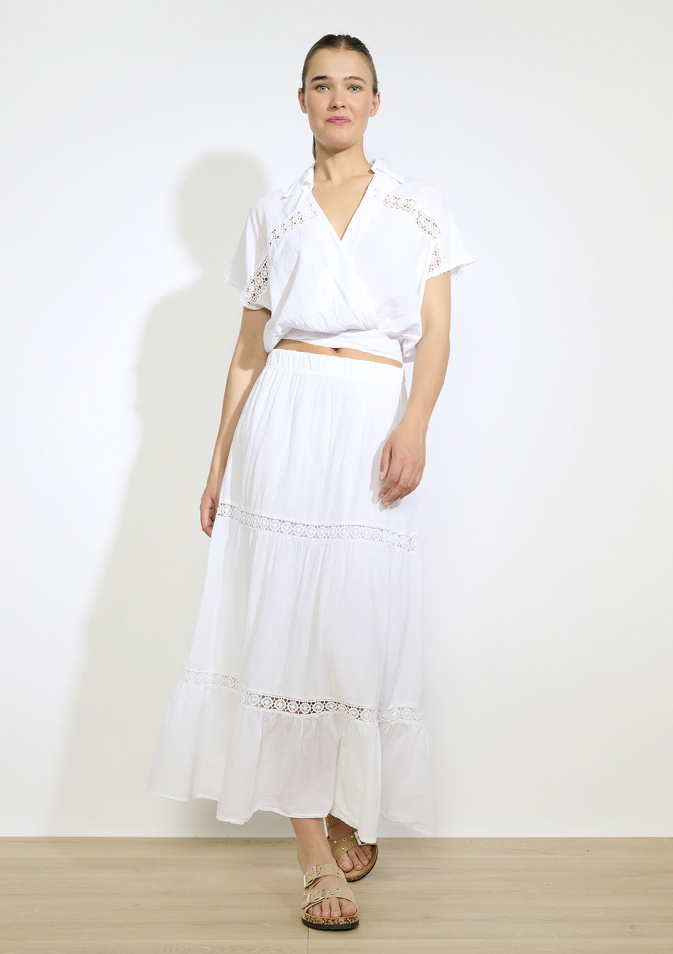 Bohemian maxi skirt, Bohemian maxi skirt - OPTICAL WHITE - 07101386