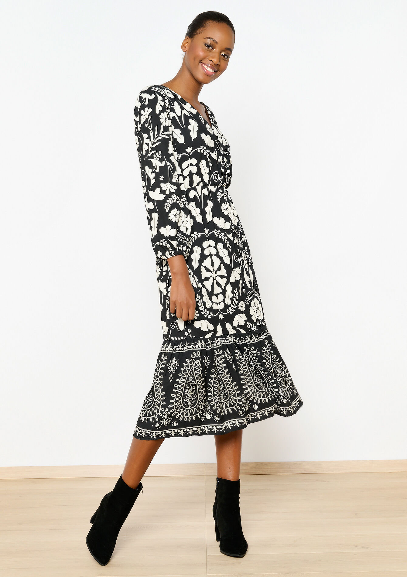 Maxi-jurk met print, Maxi-jurk met print - BLACK - 08602231_1119