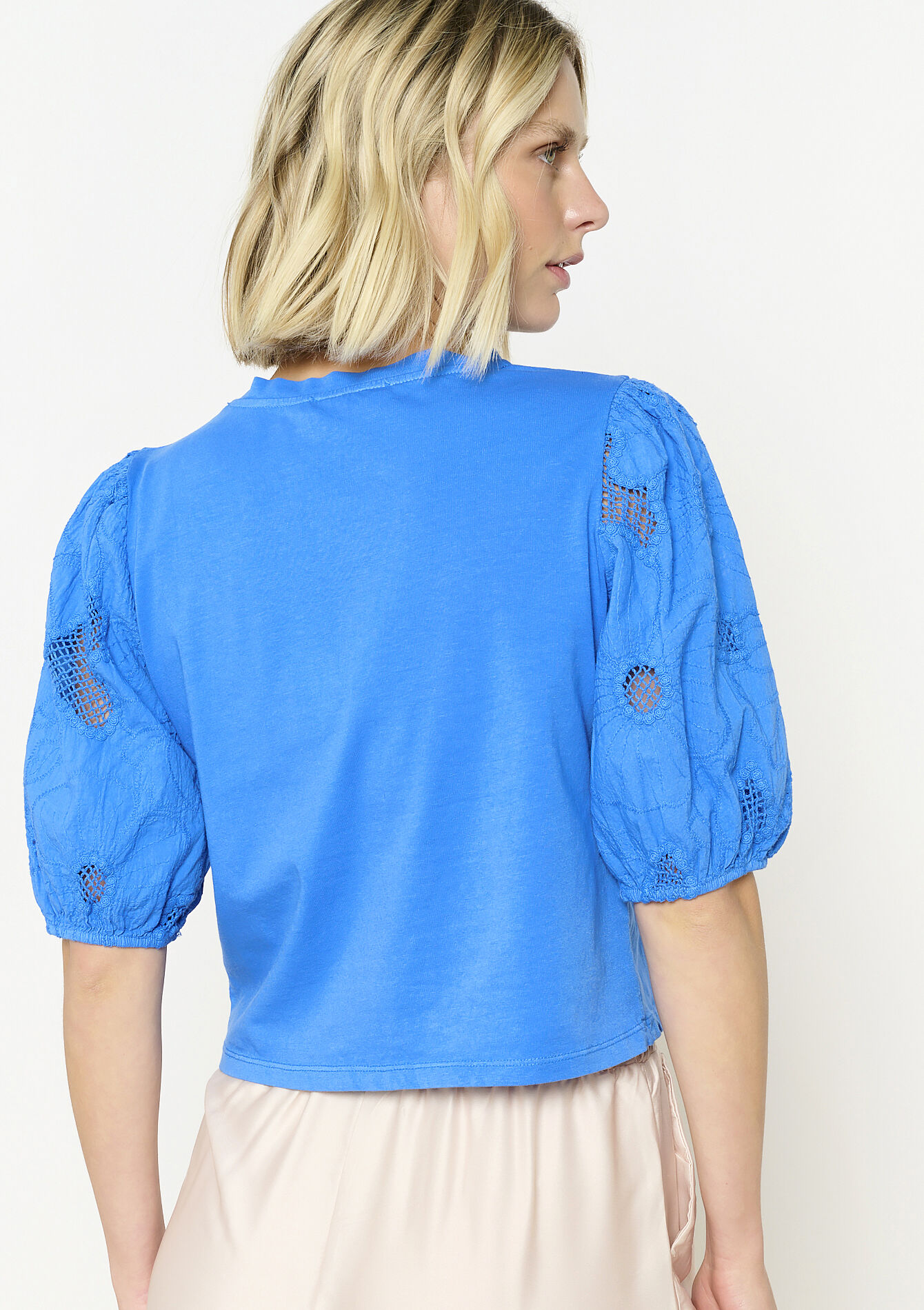 T-shirt met pofmouwen, T-shirt met pofmouwen - ELECTRIC BLUE - 02301846_1619