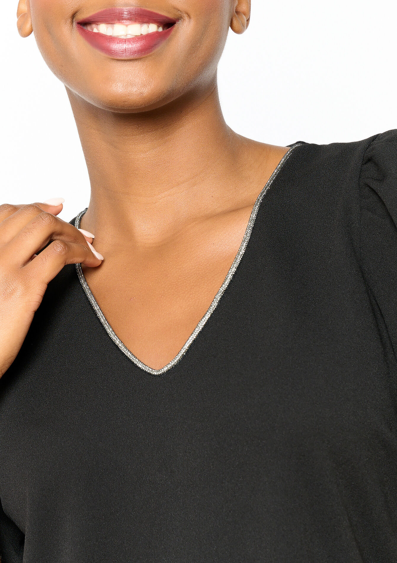 Robe droite avec détail en strass - BLACK - 08103462_1119