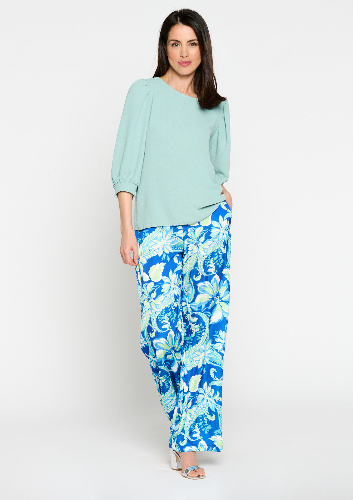 Short-sleeved blouse - MINT GREEN - 05702140_1723