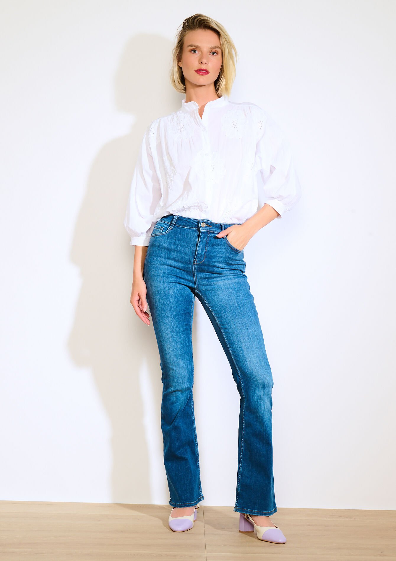 High waist bootcut jeans, High waist bootcut jeans - MEDIUM BLUE - 22000595_0500