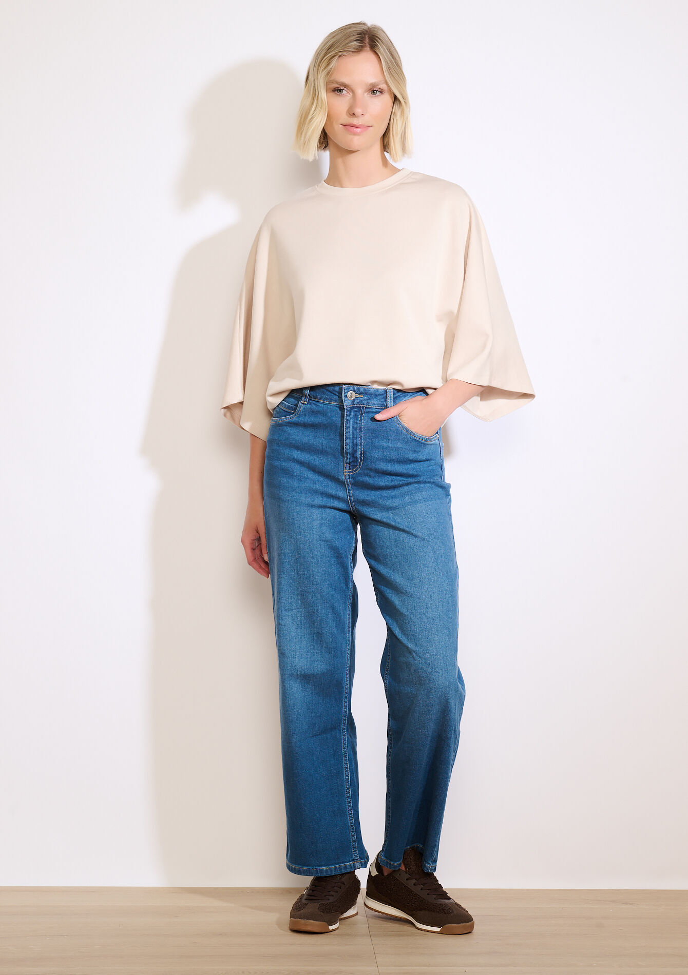 Sweater met wijde mouwen, Sweater met wijde mouwen - BEIGE ASH - 03001814_1904