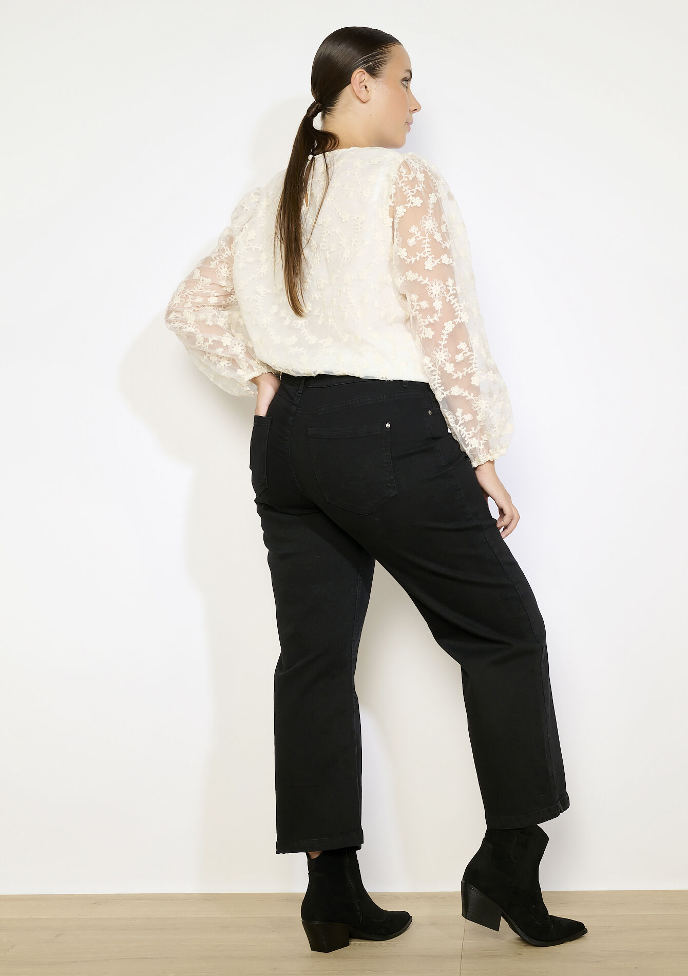 High waist wide jeans - BLACK - 22000624_1119