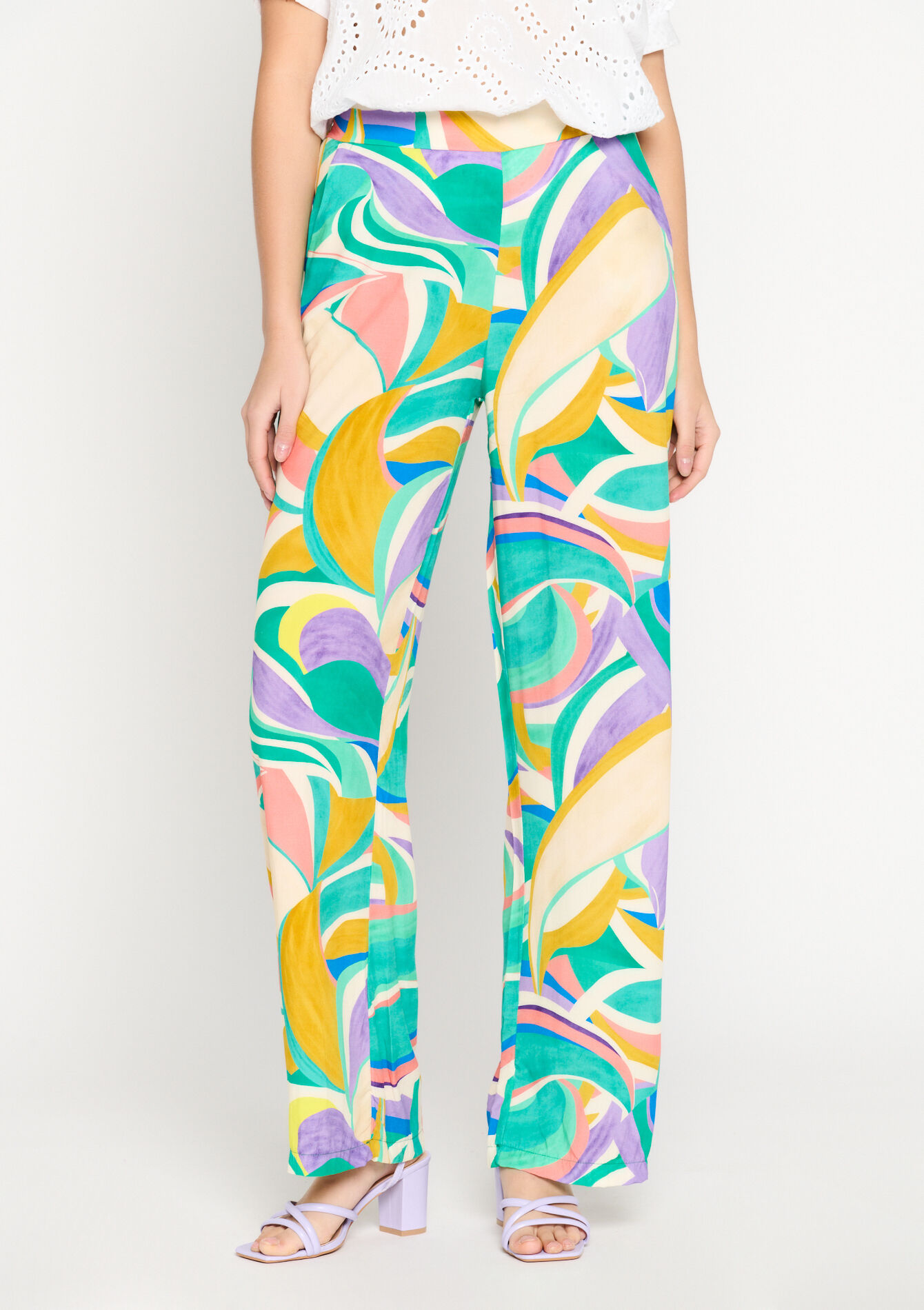 Broek met grafische print - MINT GREEN - 1079794