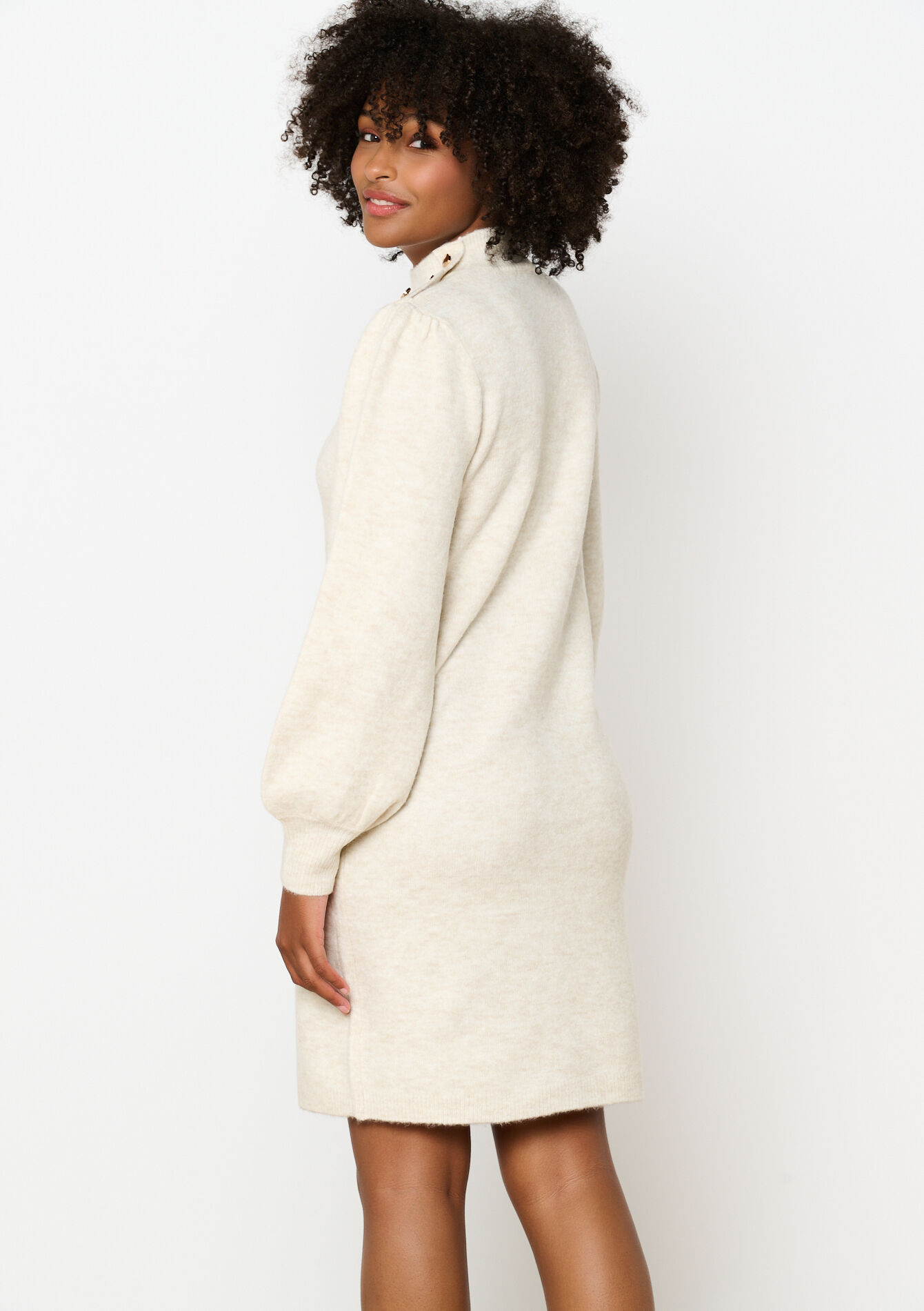 Trui-jurk met knopen, Trui-jurk met knopen - BEIGE CHINE - 08103518_4025