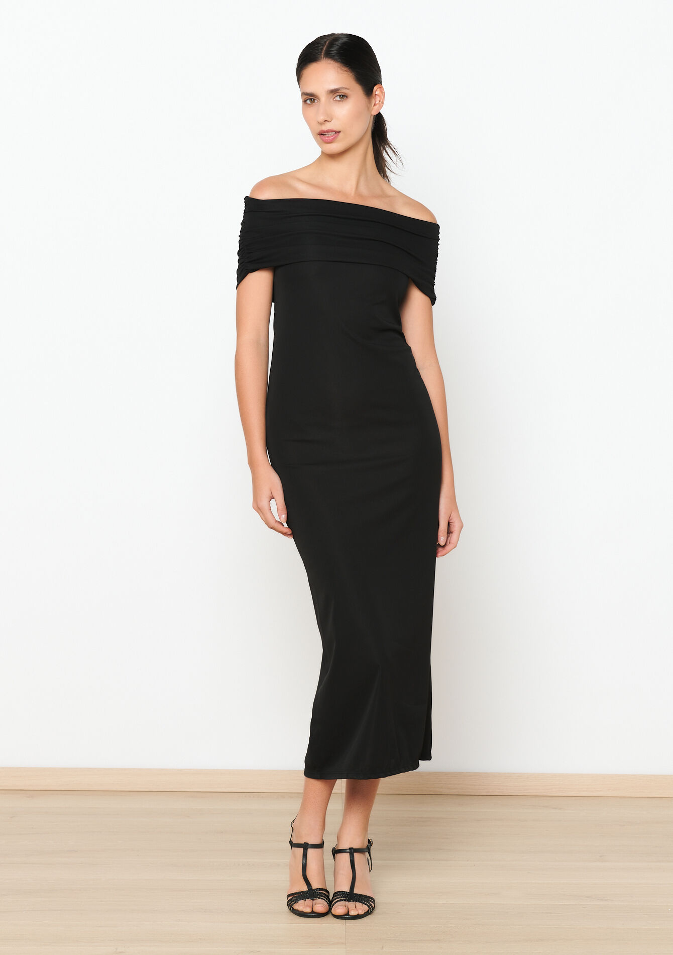 Robe avec épaules dénudées - BLACK - 08103559_1119