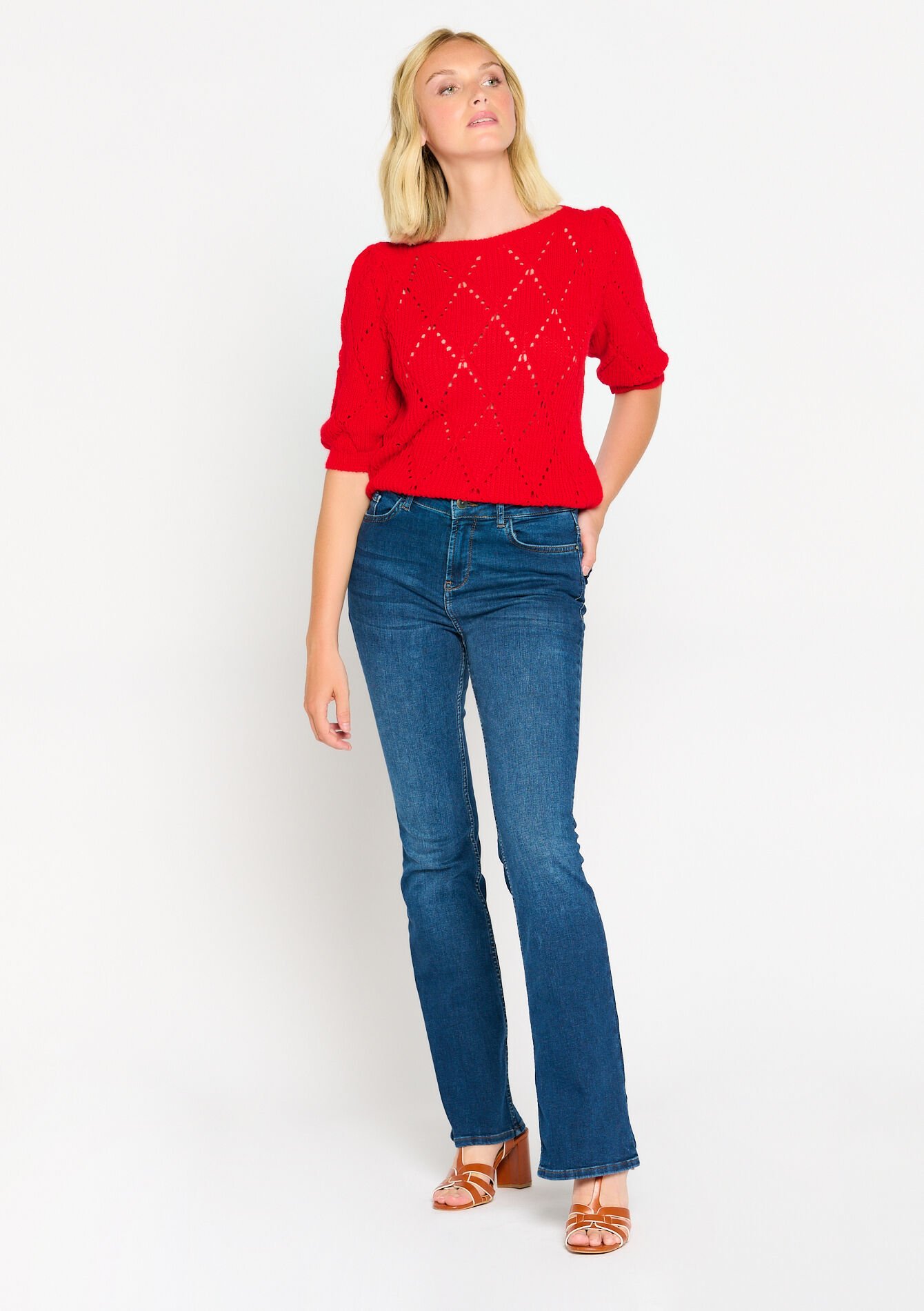 Jeans met hoge taille - DARK BLUE - 22000395_0501