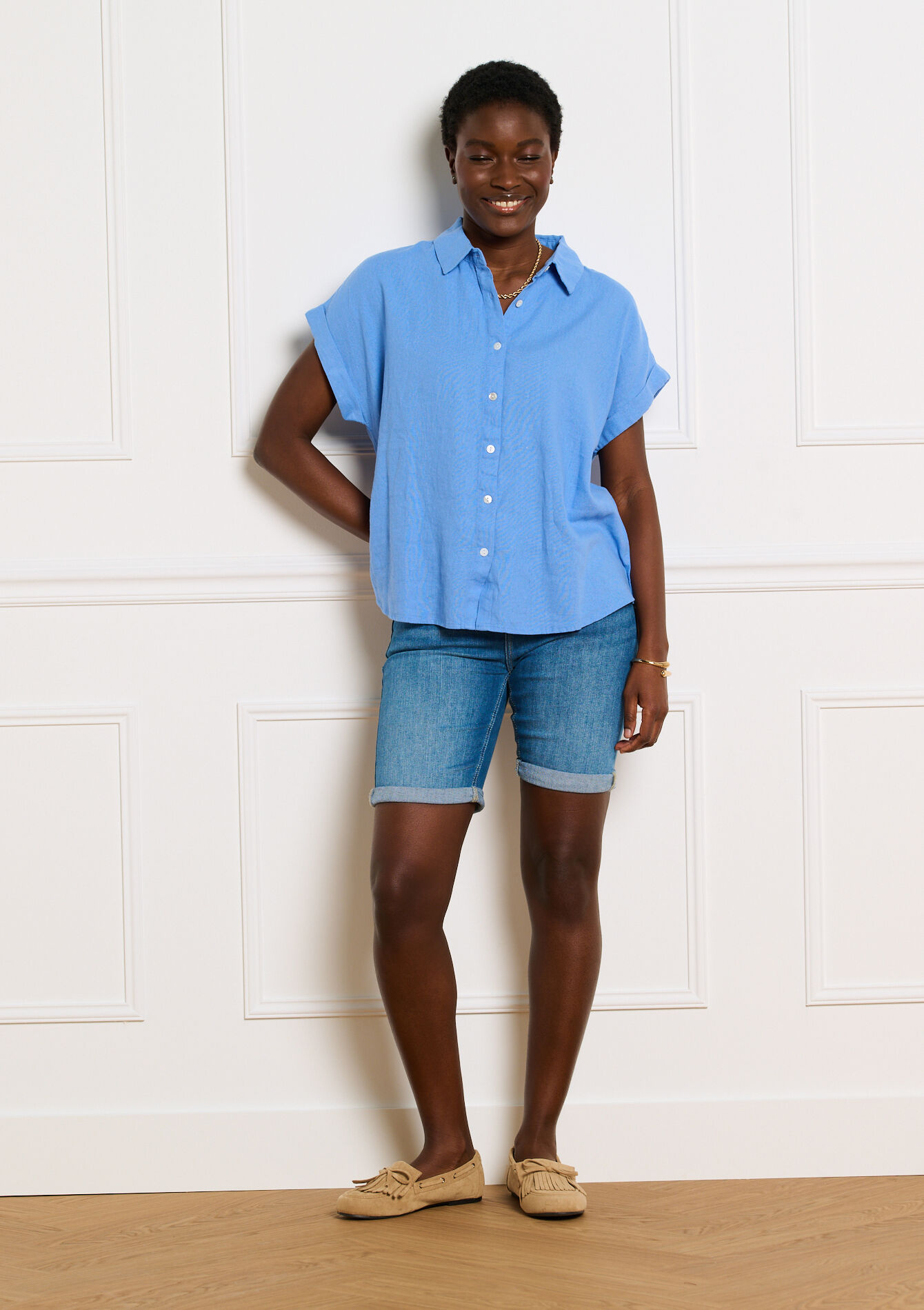 Denim short met normale taille - MEDIUM BLUE - 22000651_0500