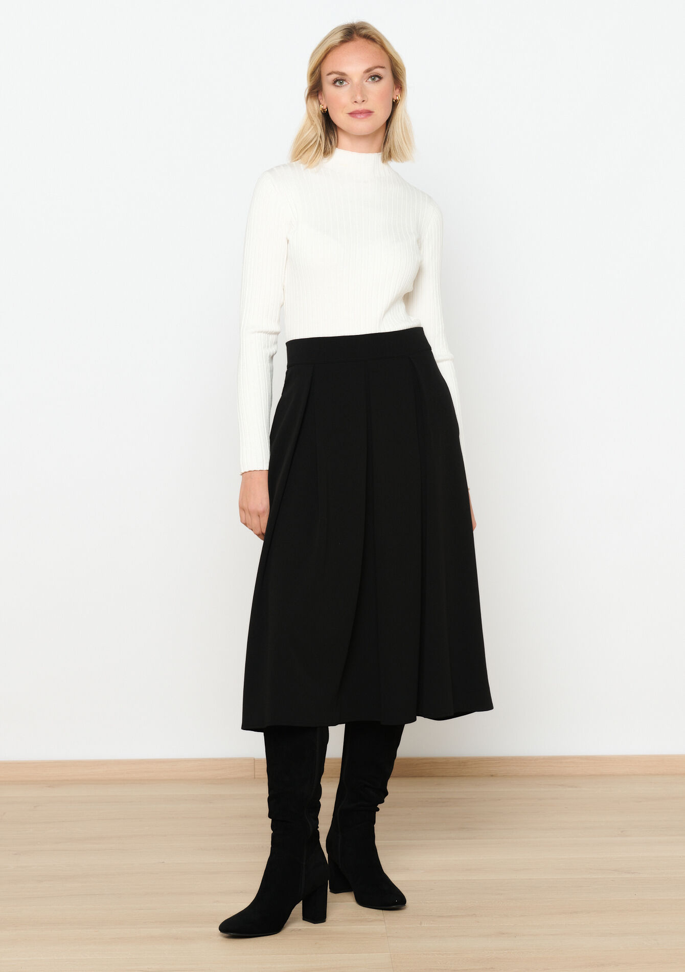 Midirok met plooitjes, Midirok met plooitjes - BLACK - 07101195_1119