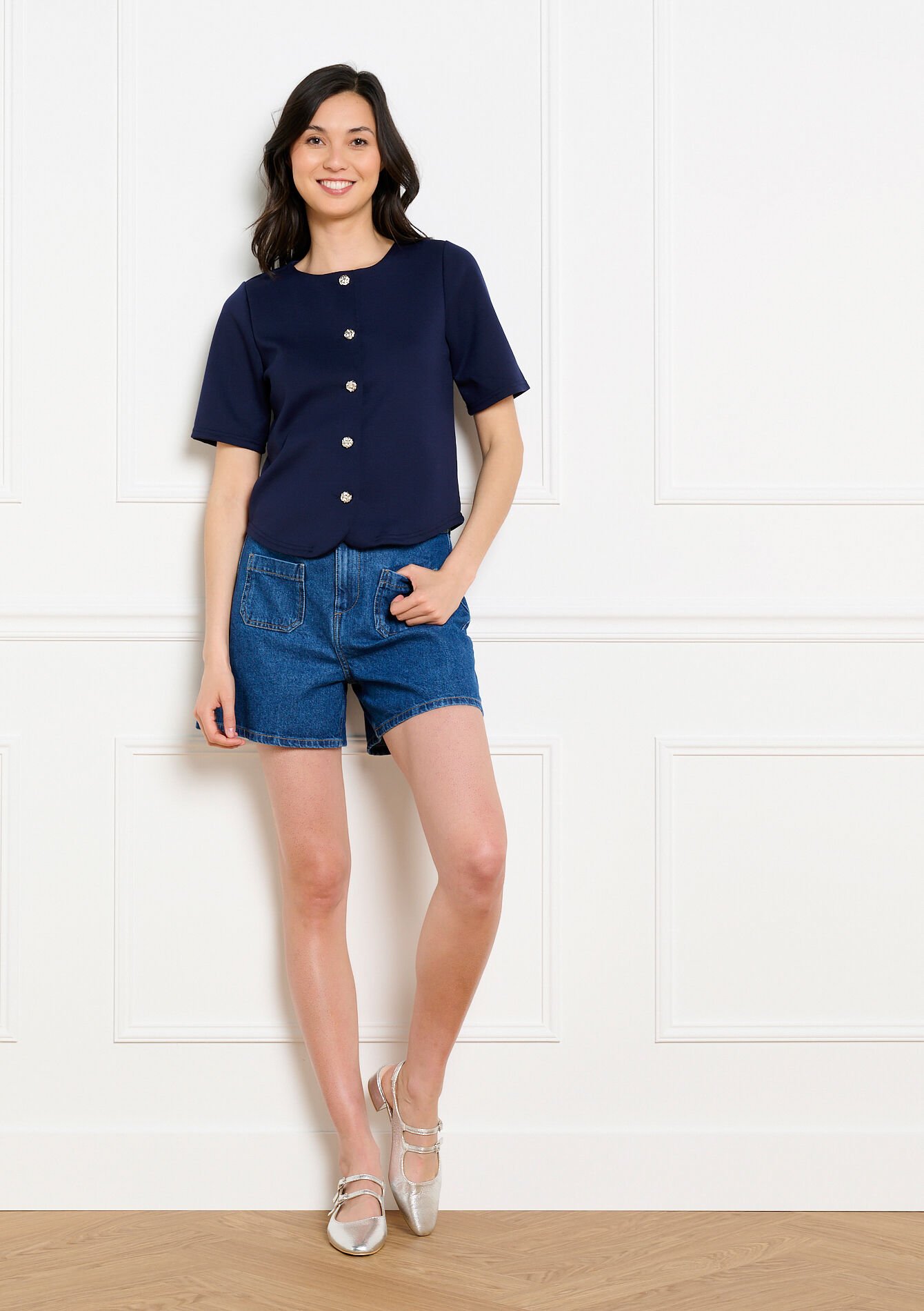 Haut boutonné manches courtes - NAVY BASIC - 02302032_2723