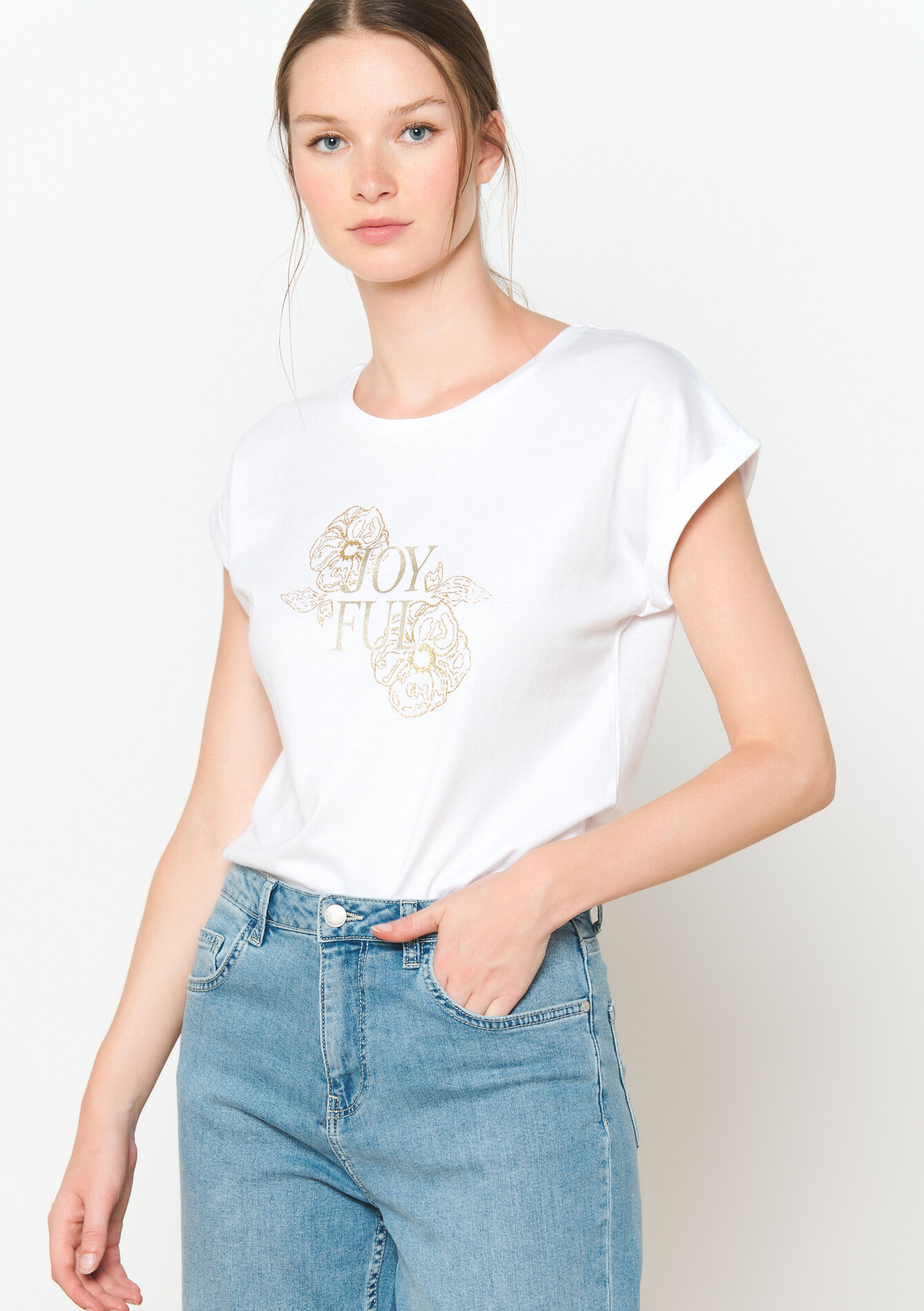 T-shirt met opschrift, T-shirt met opschrift - OPTICAL WHITE - 02301605_1019