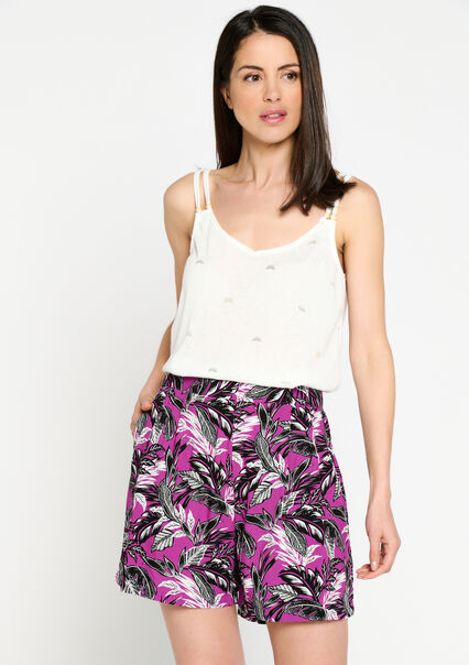 Shorts with tropical print - PURPLE BLUSH - 06100492_2577