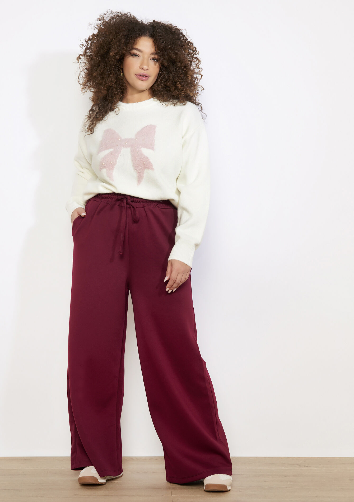 Losvallende relaxbroek, Losvallende relaxbroek - AUBERGINE - 15100401_1537