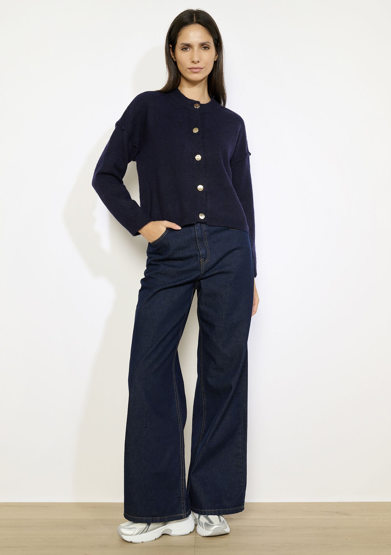 Gebreid vest met knopen, Gebreid vest met knopen - NAVY BASIC - 04101311_2723