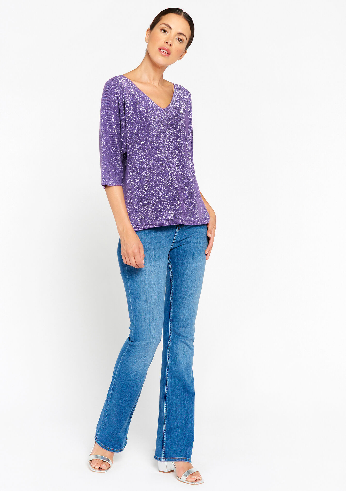 Fine pullover with lurex, Fine pullover with lurex - PURPLE - 04006247_5902