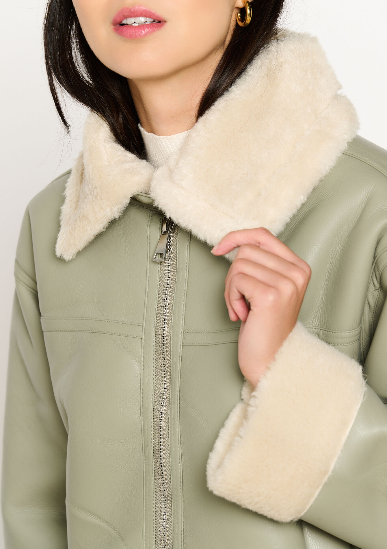 Jas met sherpa details, Jas met sherpa details - KHAKI MINT - 23000683_2542