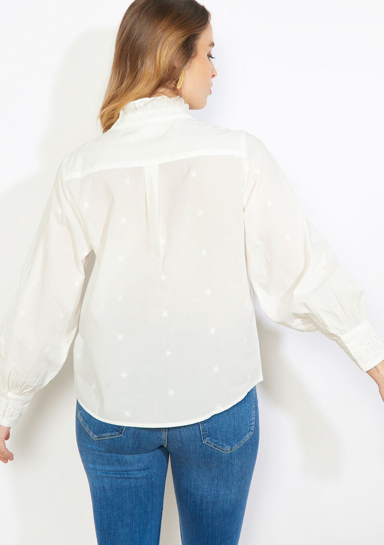 Elegante witte blouse met broderie - OPTICAL WHITE - 05702953_1019
