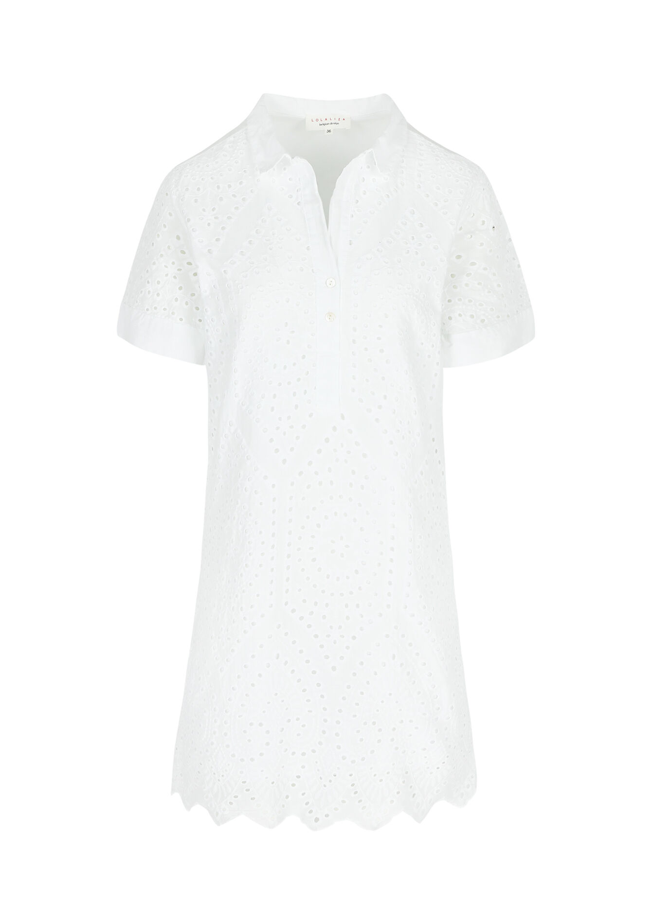 Short dress with broderie anglaise, Short dress with broderie anglaise - OFFWHITE - 08103626