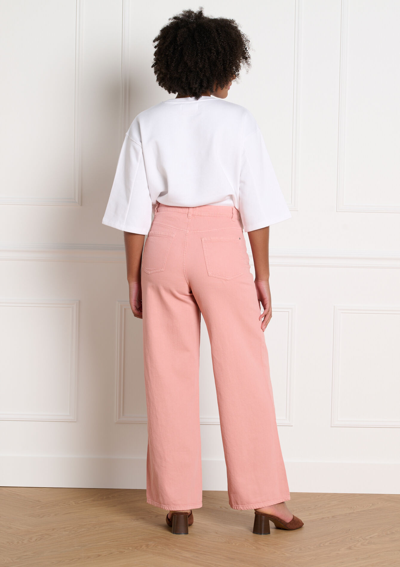 Hoge taille wide-leg broek - COSMETIC PINK - 06004661_5733