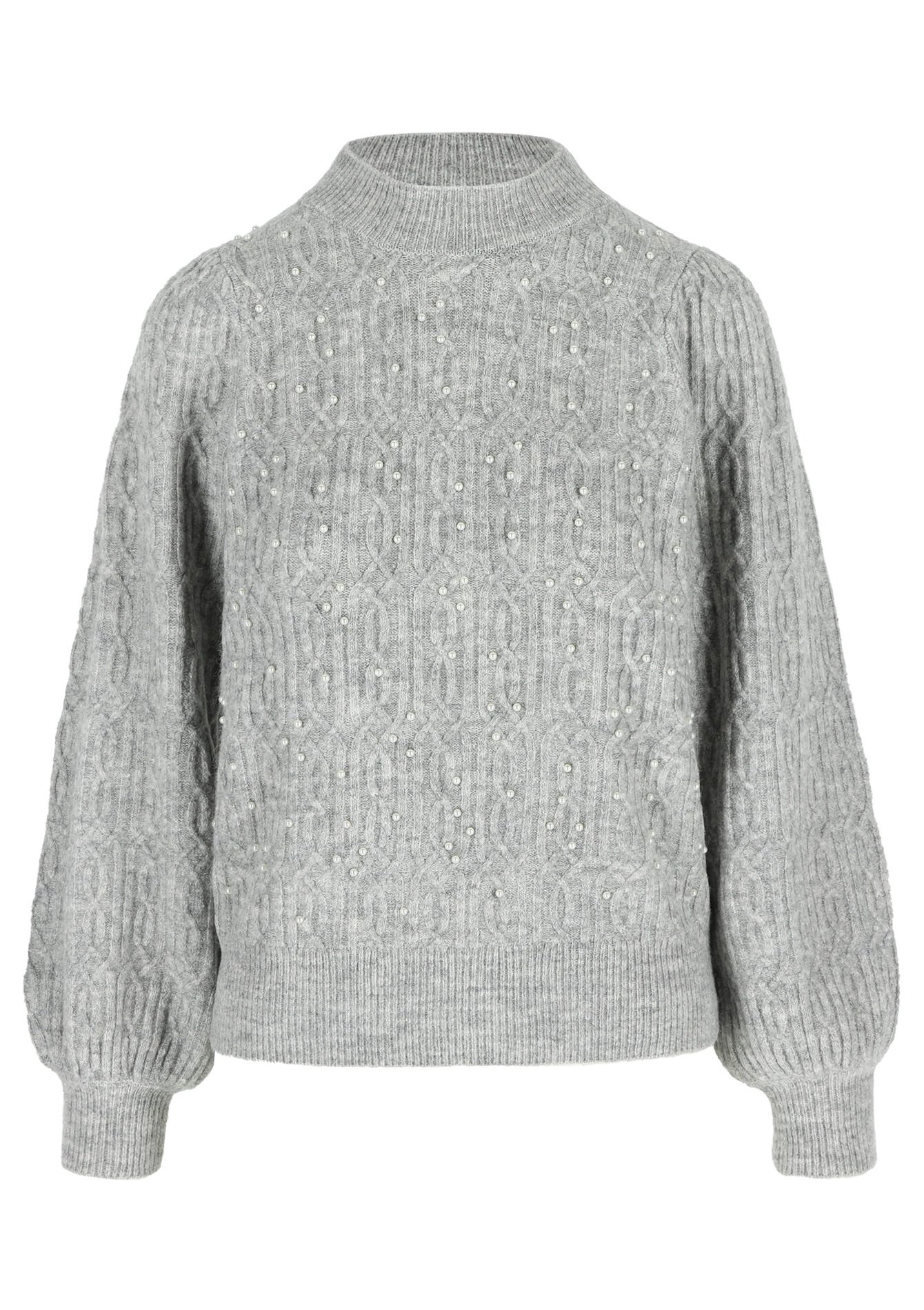 Trui met parels - GREY MED MEL - 04006571_3507
