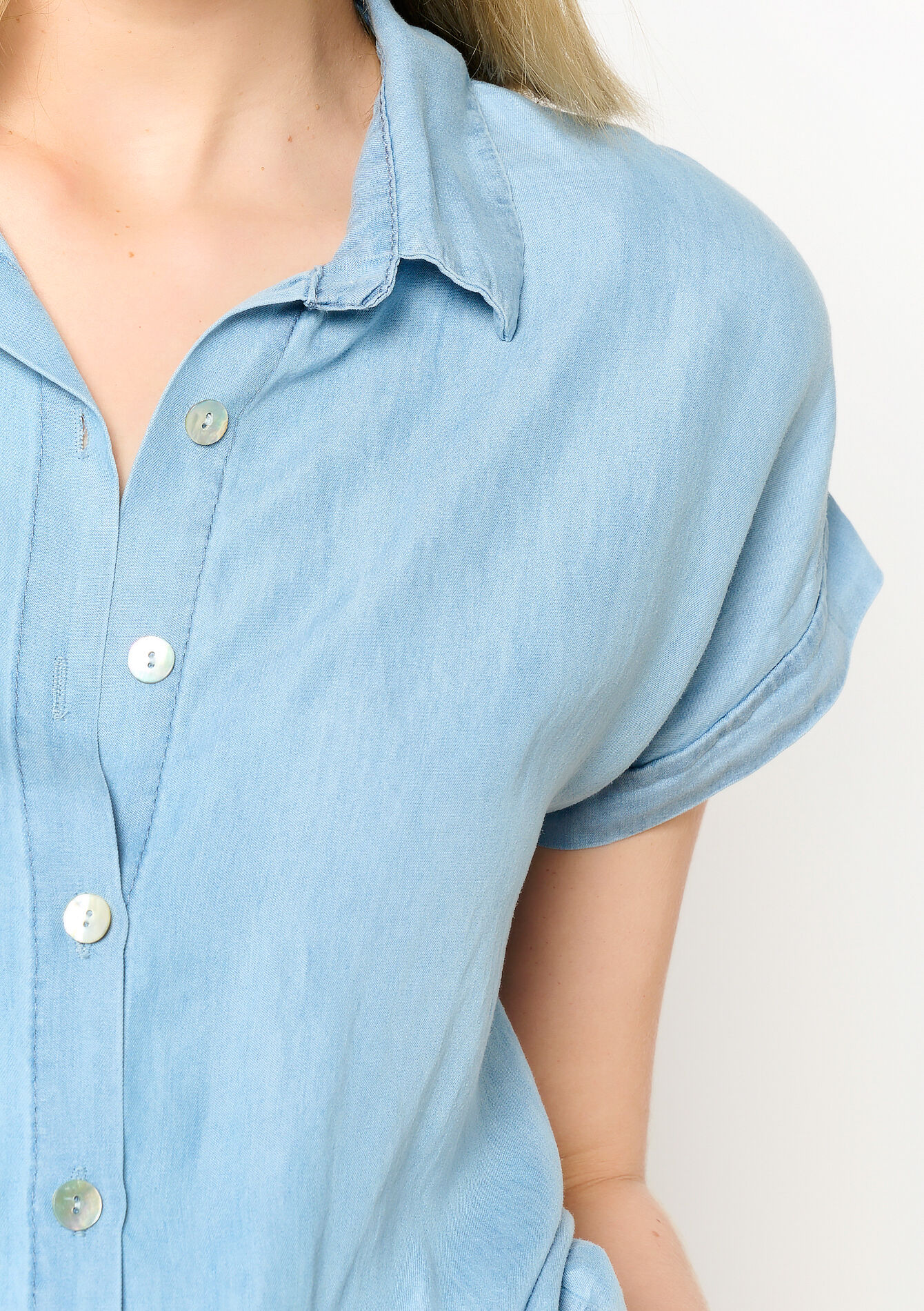 Tencel hemd met knoop, Tencel hemd met knoop - BLUE BLEACHED - 05702577_0502