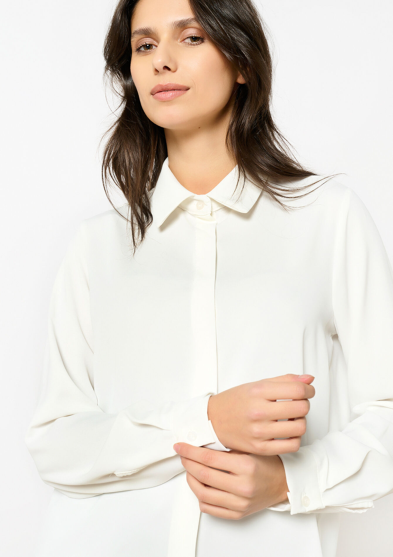 Chemise avec patte de boutonnage cachée, Chemise avec patte de boutonnage cachée - OPTICAL WHITE - 05702735_1019