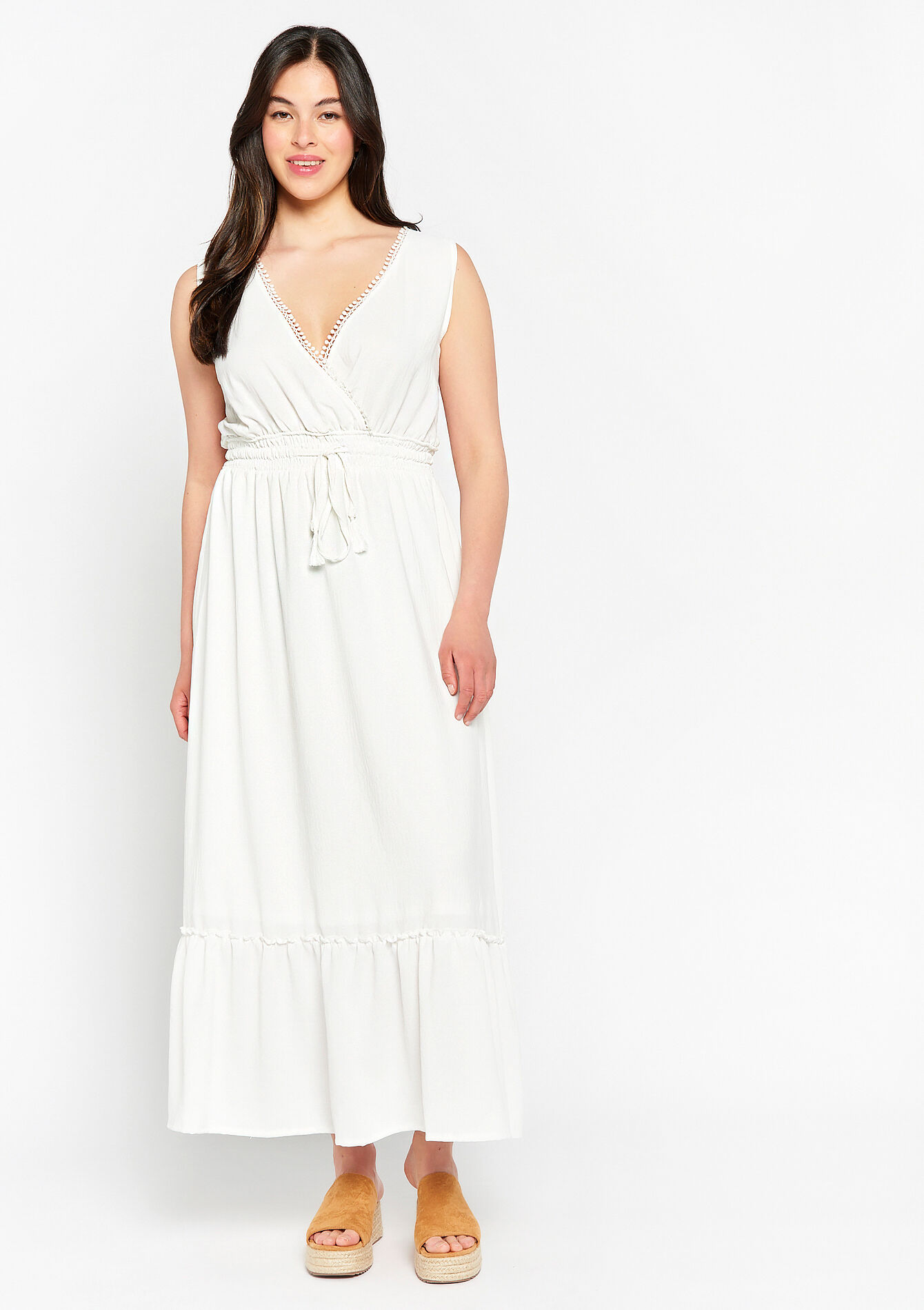 Robe longue froissée, Robe longue froissée - OFFWHITE - 1078760