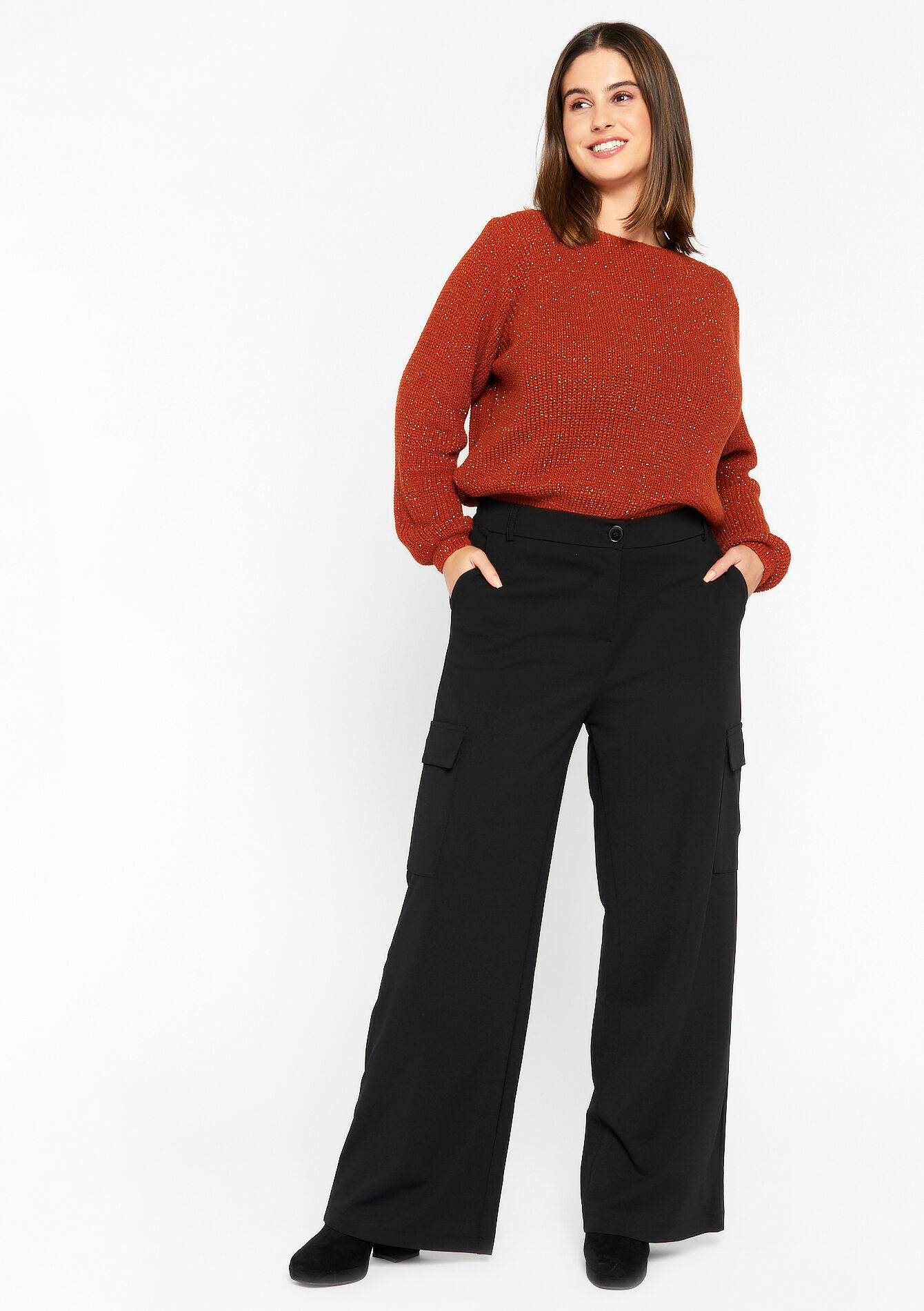 Pullover en lurex avec noeud, Pullover en lurex avec noeud - ORANGE SPICY - 04006062_5555