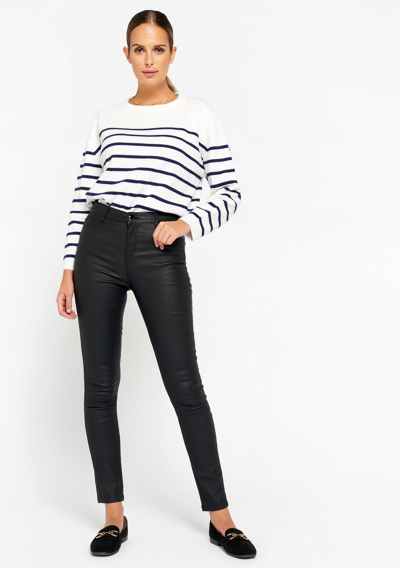 Coated skinny trousers, Coated skinny trousers - BLACK - 06004355_1119