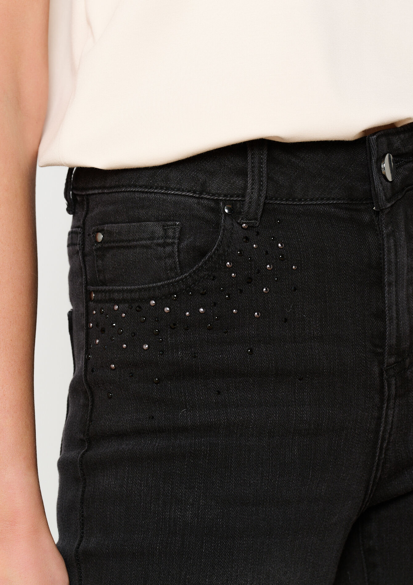 Jean coupe slim avec détail clous, Jean coupe slim avec détail clous - BLACK - 22000538_1119