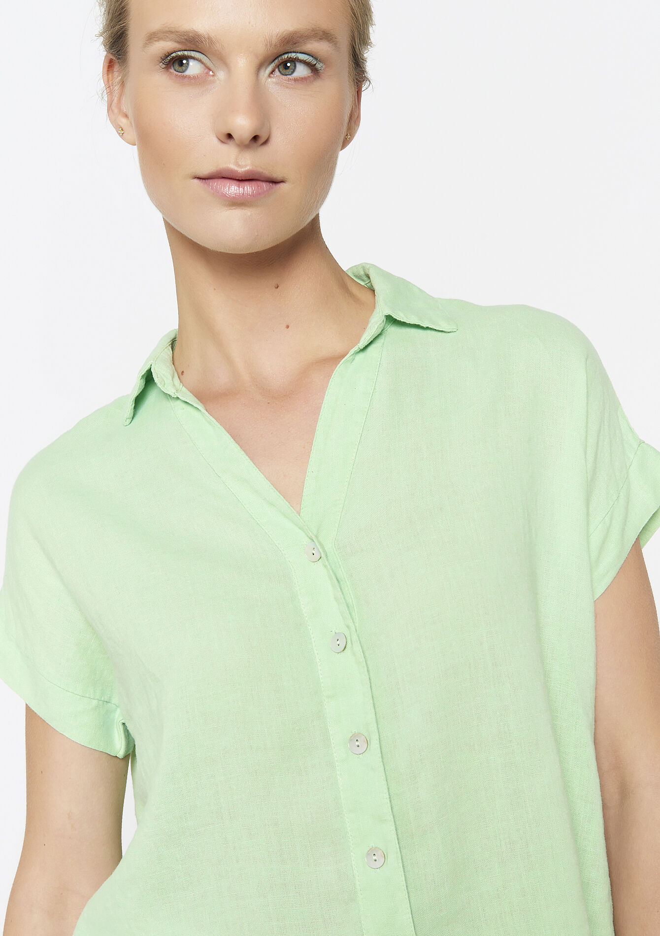 Linnen blouse met knoopsluiting - LIME - 05702839_4711