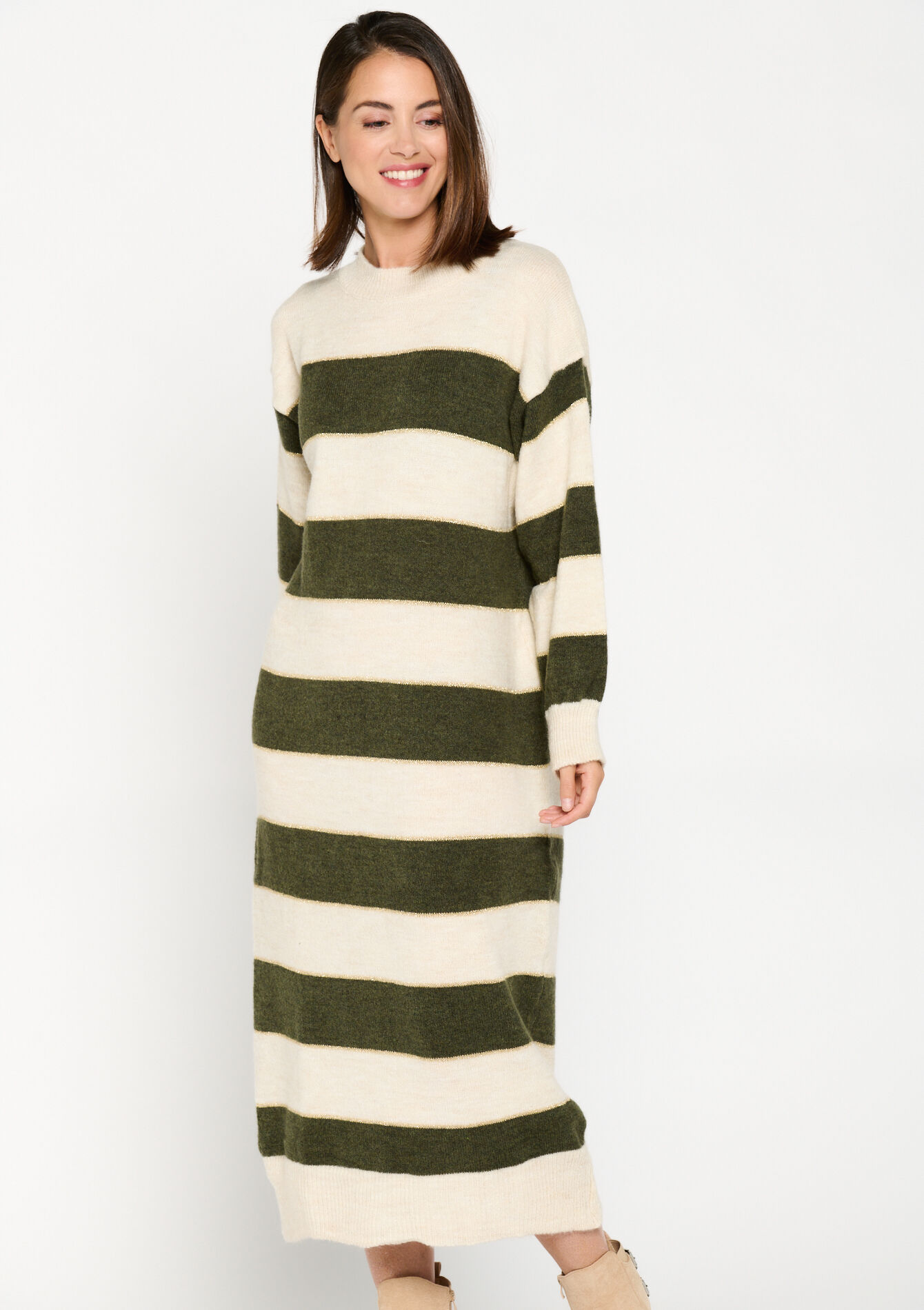 Robe pullover à rayures - KHAKI MED - 08103399_4327