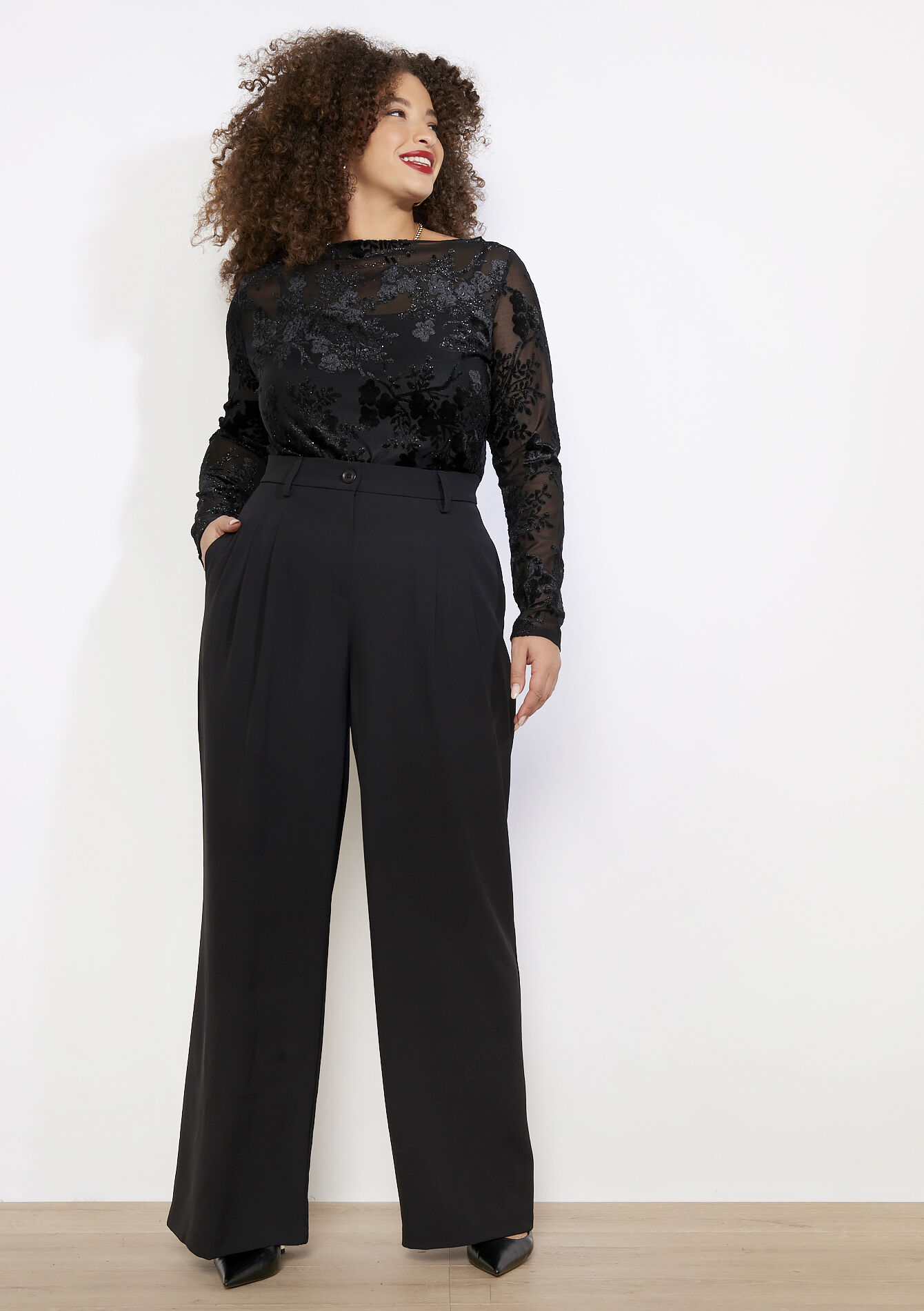 Flowy palazzo broek, Flowy palazzo broek - BLACK - 06100766_1119