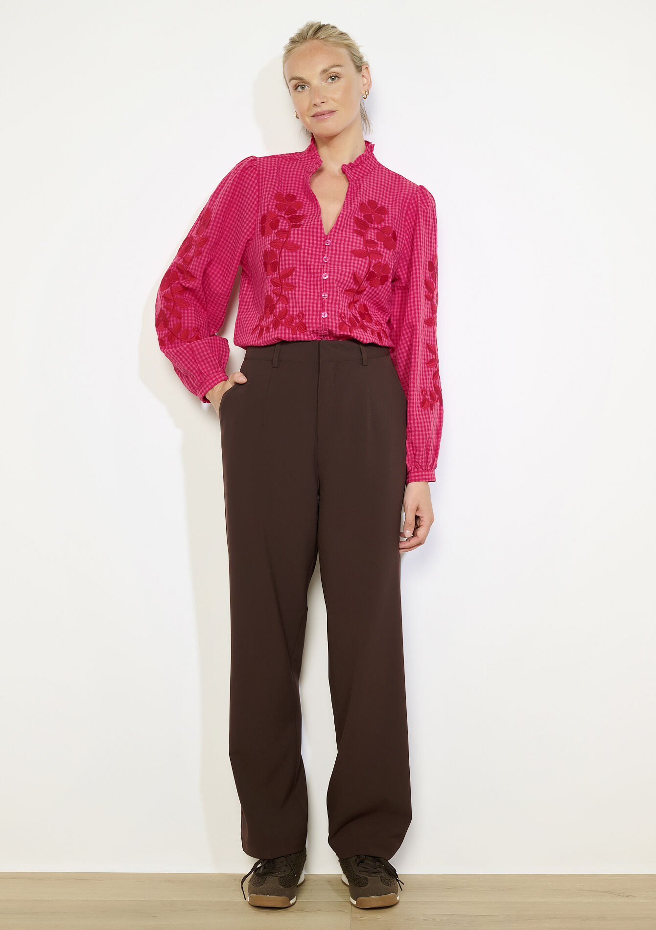 Pantalon fluide taille haute, Pantalon fluide taille haute - BROWN DARK CHOCOLATE - 06100705_3720