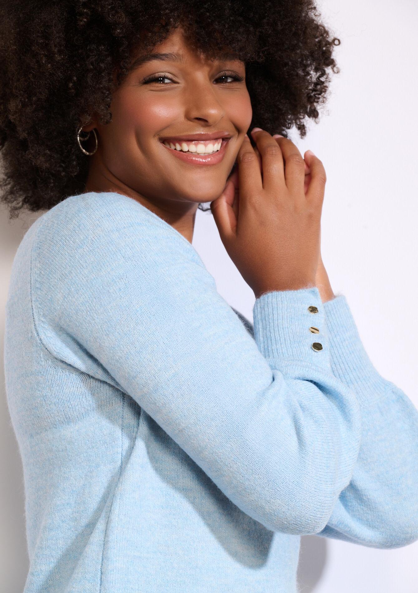 Pull manches détail boutons, Pull manches détail boutons - BLUE PASTEL - 04006915_3003