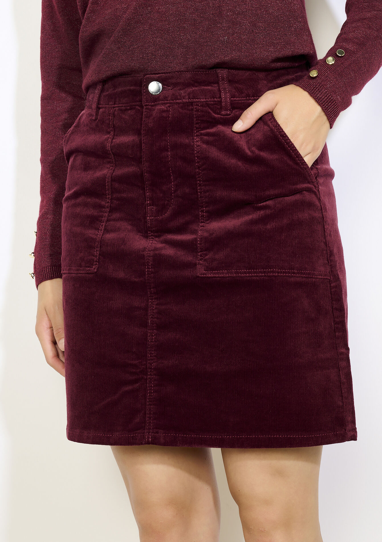 Corduroy minirok - BORDEAUX WINE - 07101356_5514