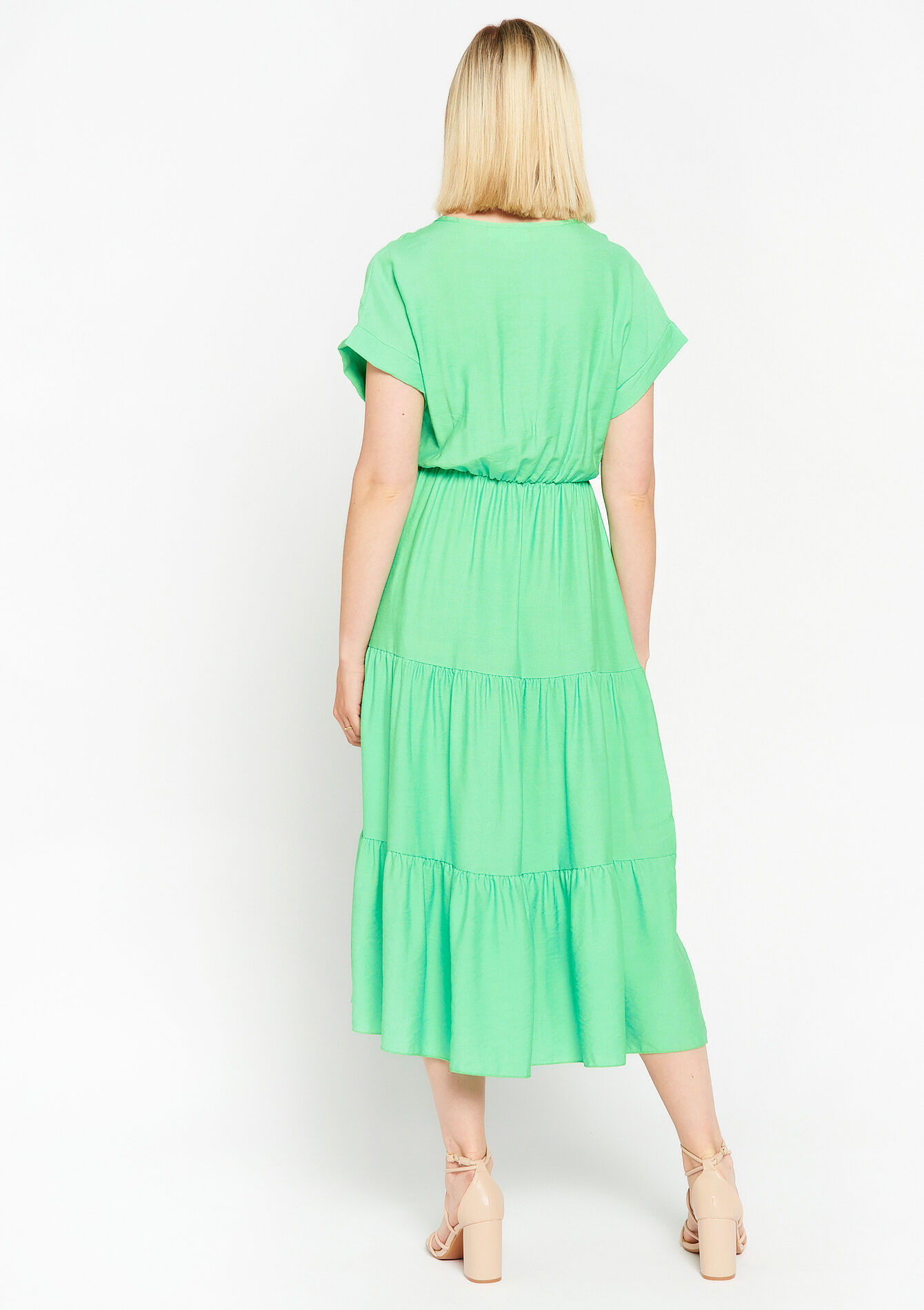 Maxi-jurk met ruches, Maxi-jurk met ruches - LIGHT GREEN PASTEL - 08602082_1822