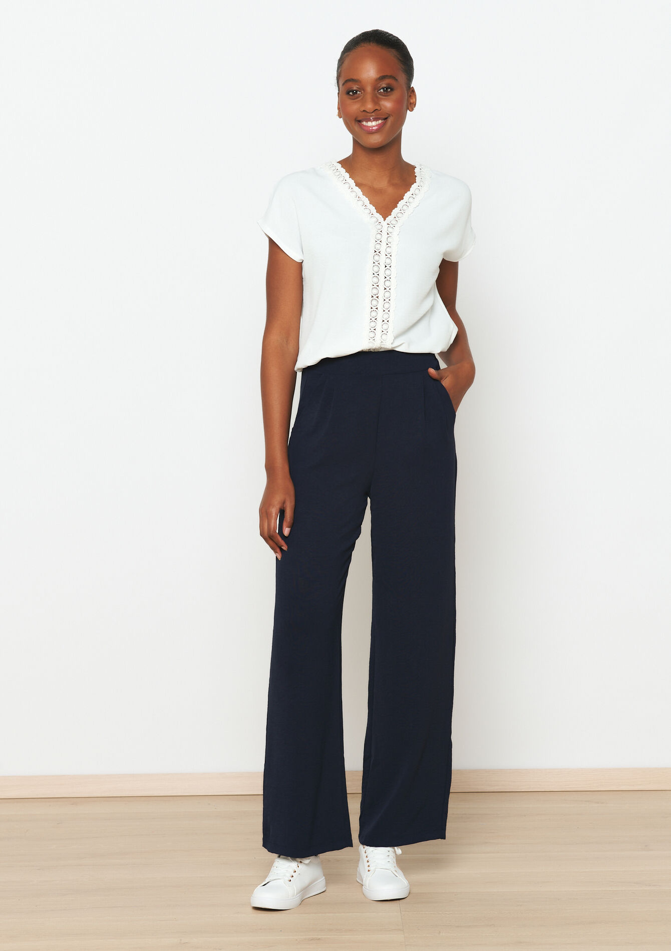 Wide leg trousers, Wide leg trousers - NAVY BASIC - 06600821_2723