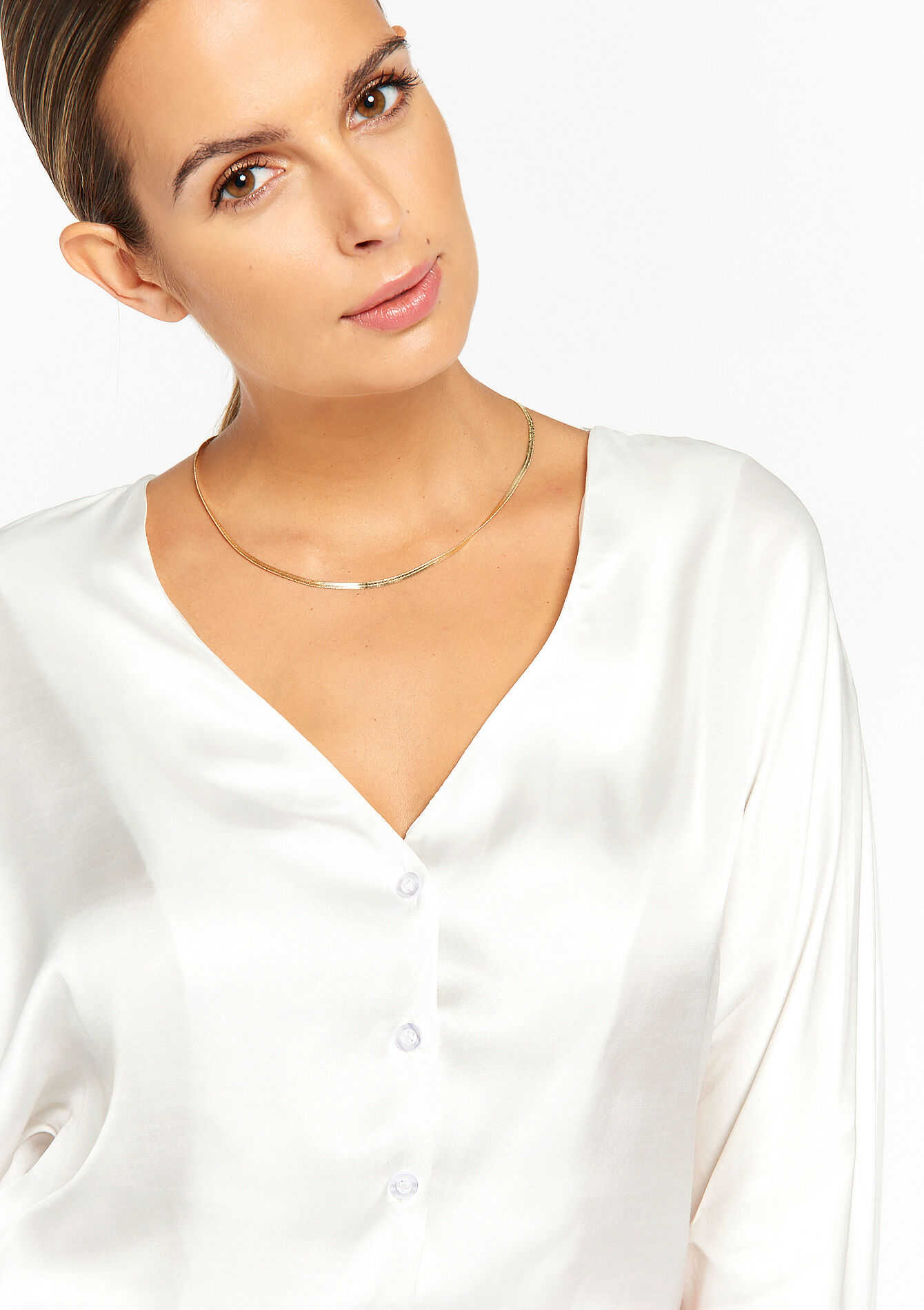 Blouse en satin - OFFWHITE - 05702318_1001