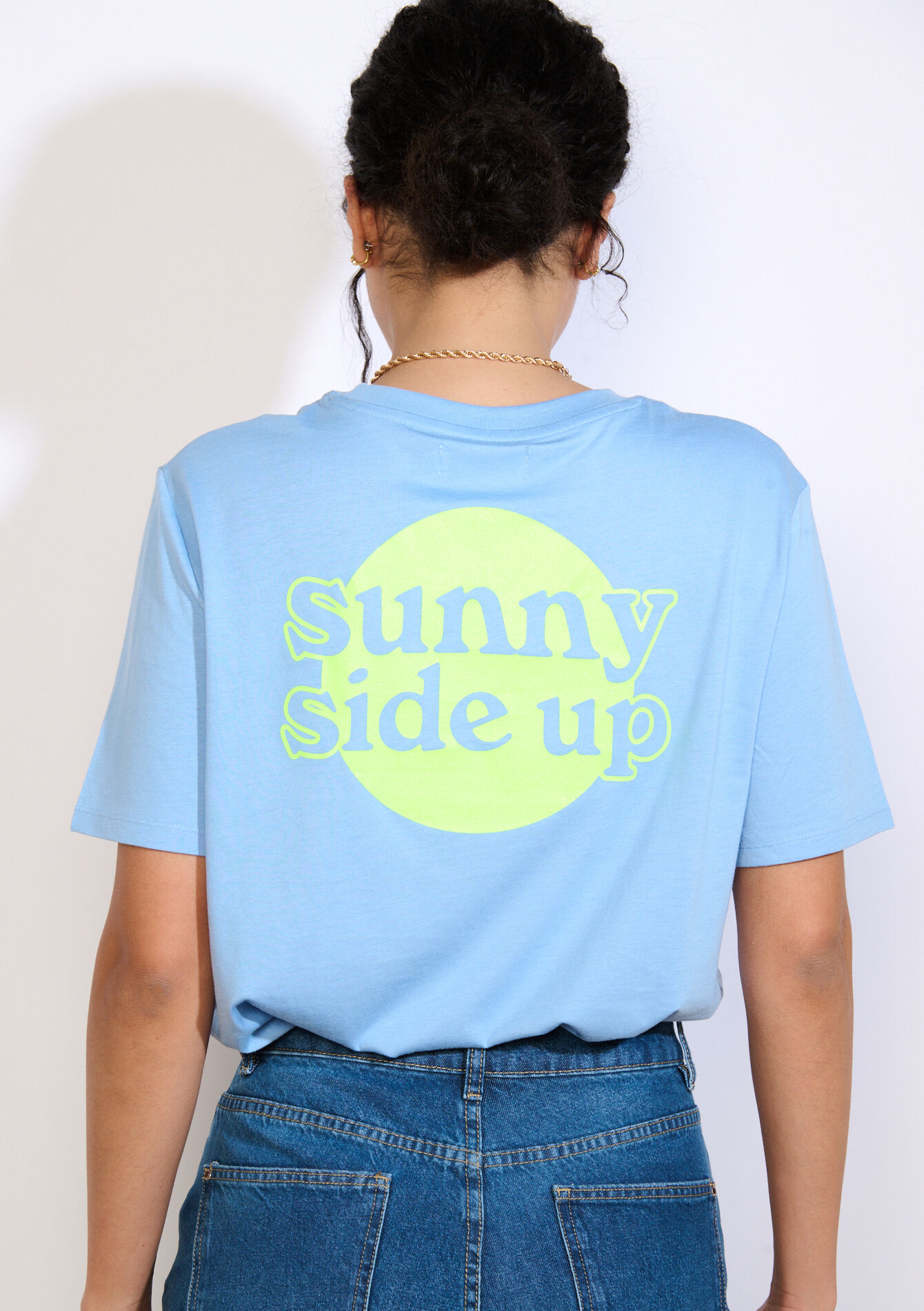 T-shirt à texte discret - BLUE PASTEL - 02301962_3003