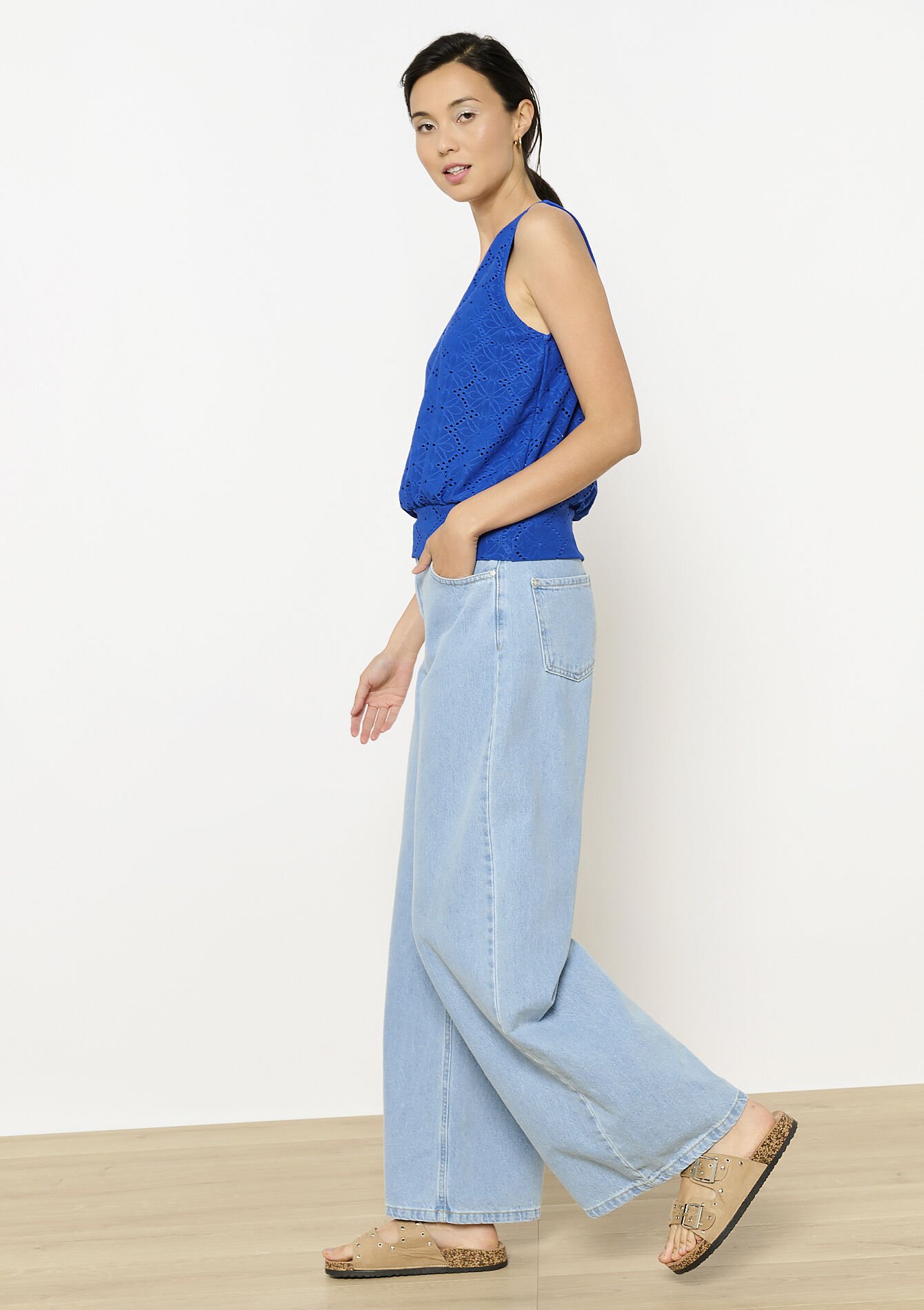 Débardeur en broderie anglaise, Débardeur en broderie anglaise - ELECTRIC BLUE - 02200518_1619