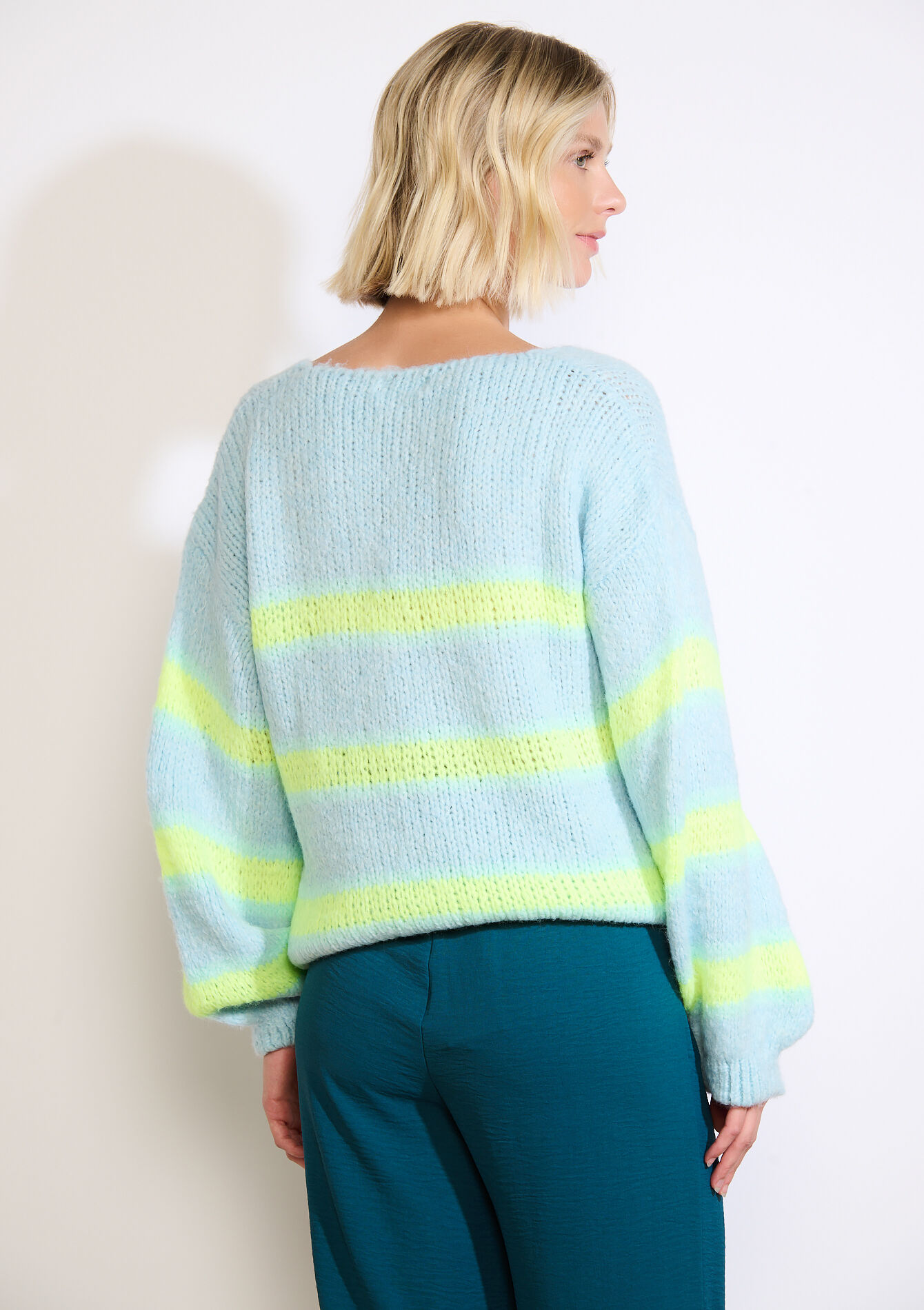 Pull rayé oversize, Pull rayé oversize - LT BLUE - 04006999