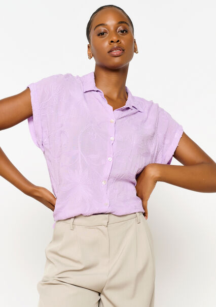Embroidered shirt - PASTEL LILAC - 05702555_1493