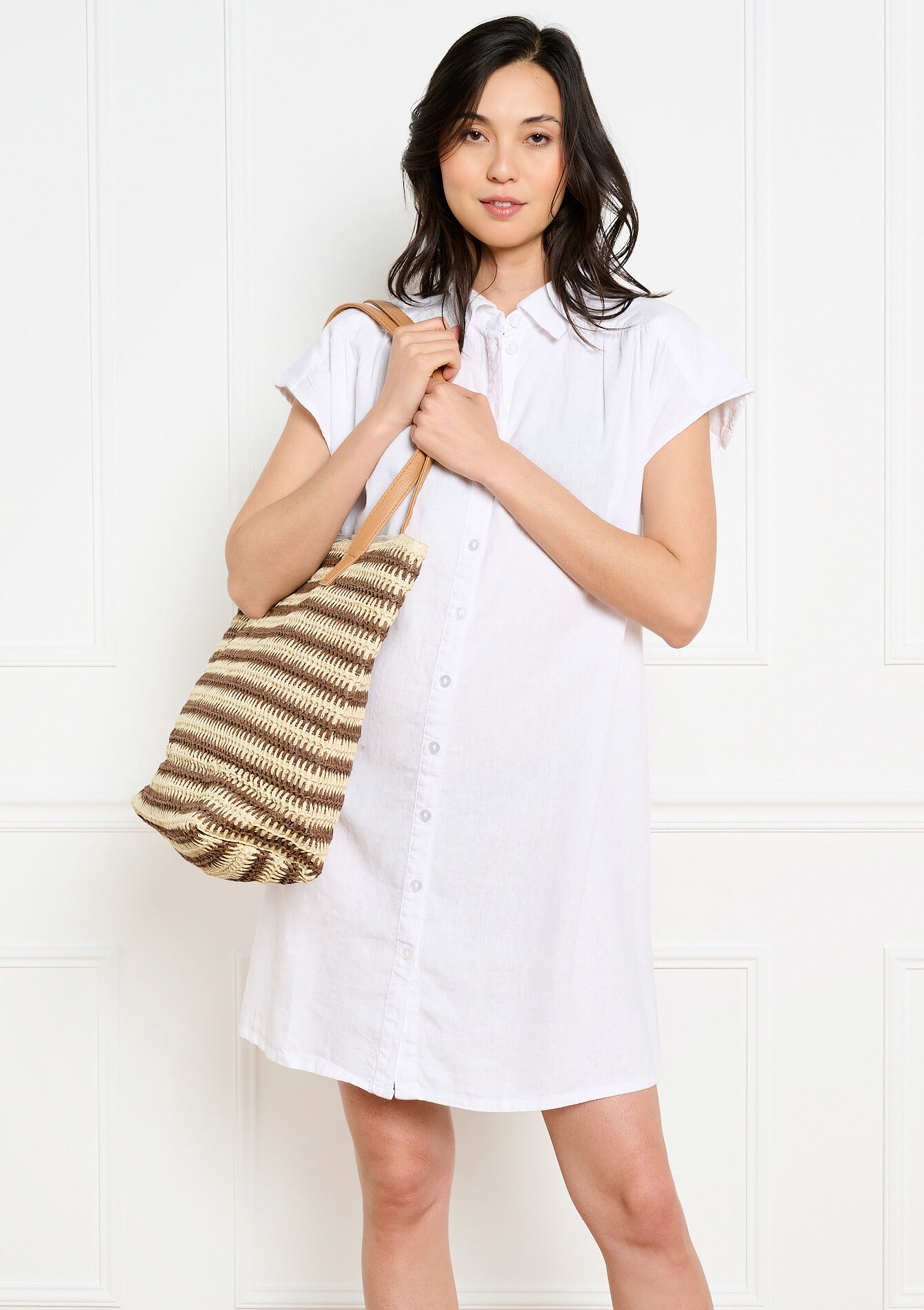 Gevlochten zachte shopper, Gevlochten zachte shopper - BROWN DARK CHOCOLATE - 14002011_3720