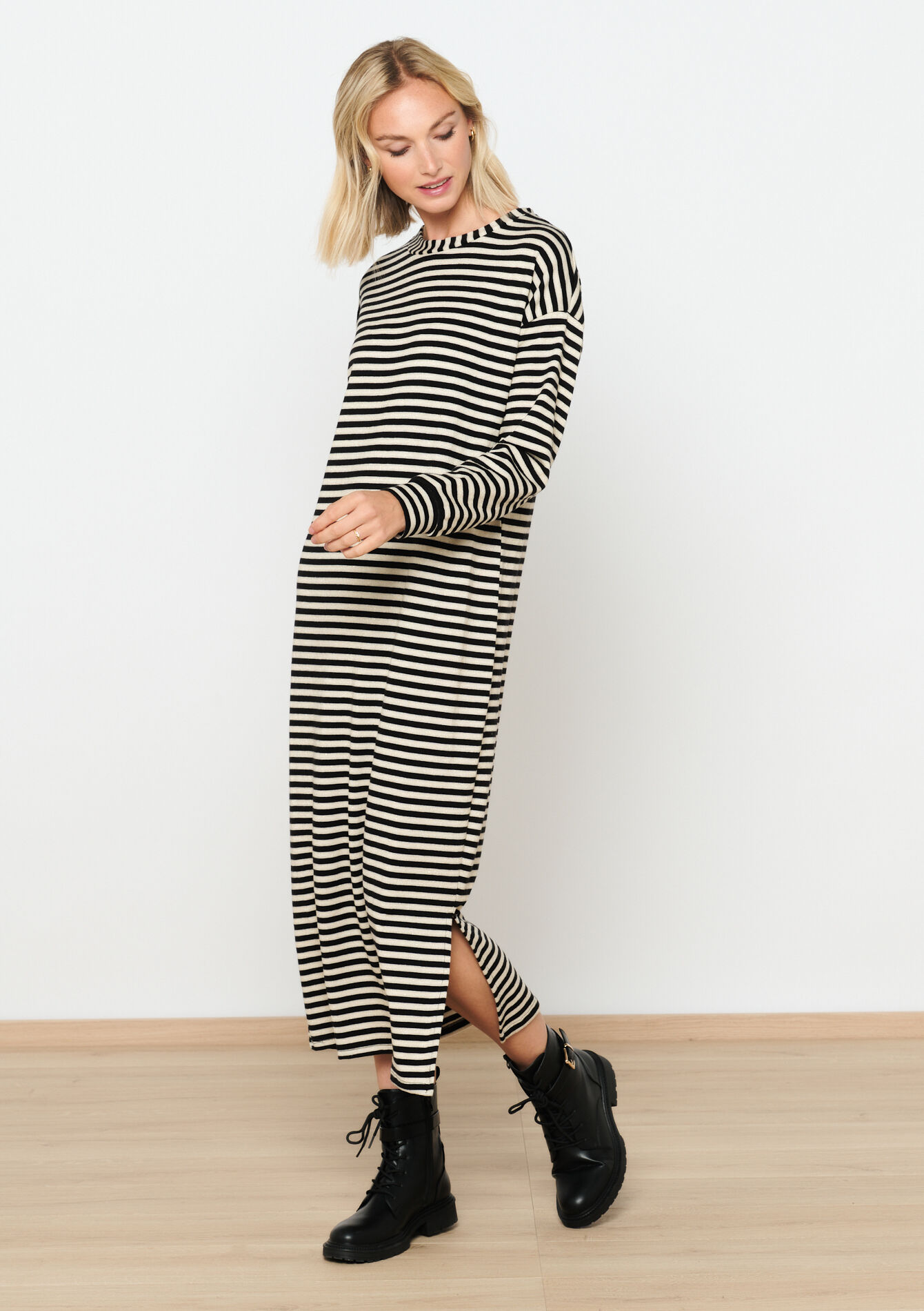 Robe pull à rayures, Robe pull à rayures - BLACK - 08602213_1119