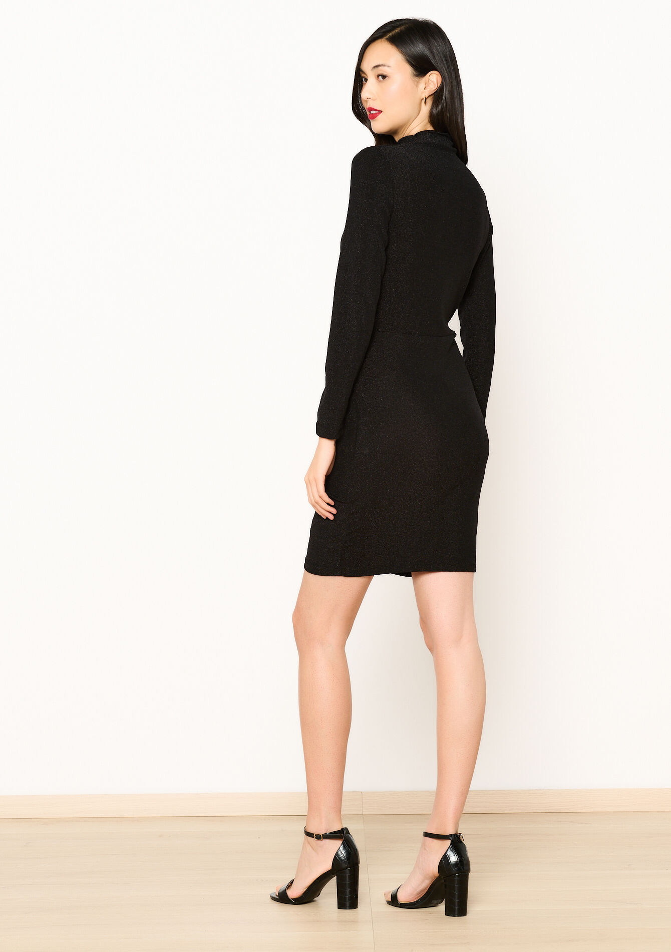 Draped dress with lurex, Draped dress with lurex - BLACK - 08103926