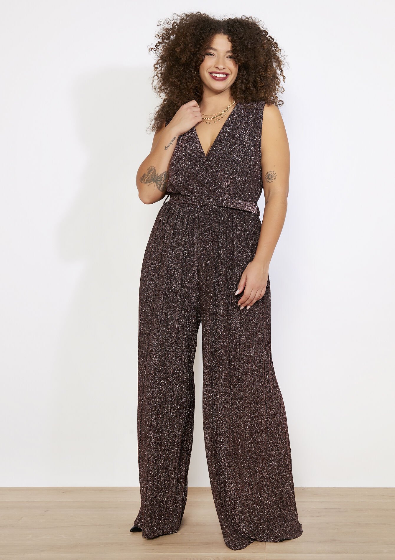 Plissé lurex jumpsuit, Plissé lurex jumpsuit, , back