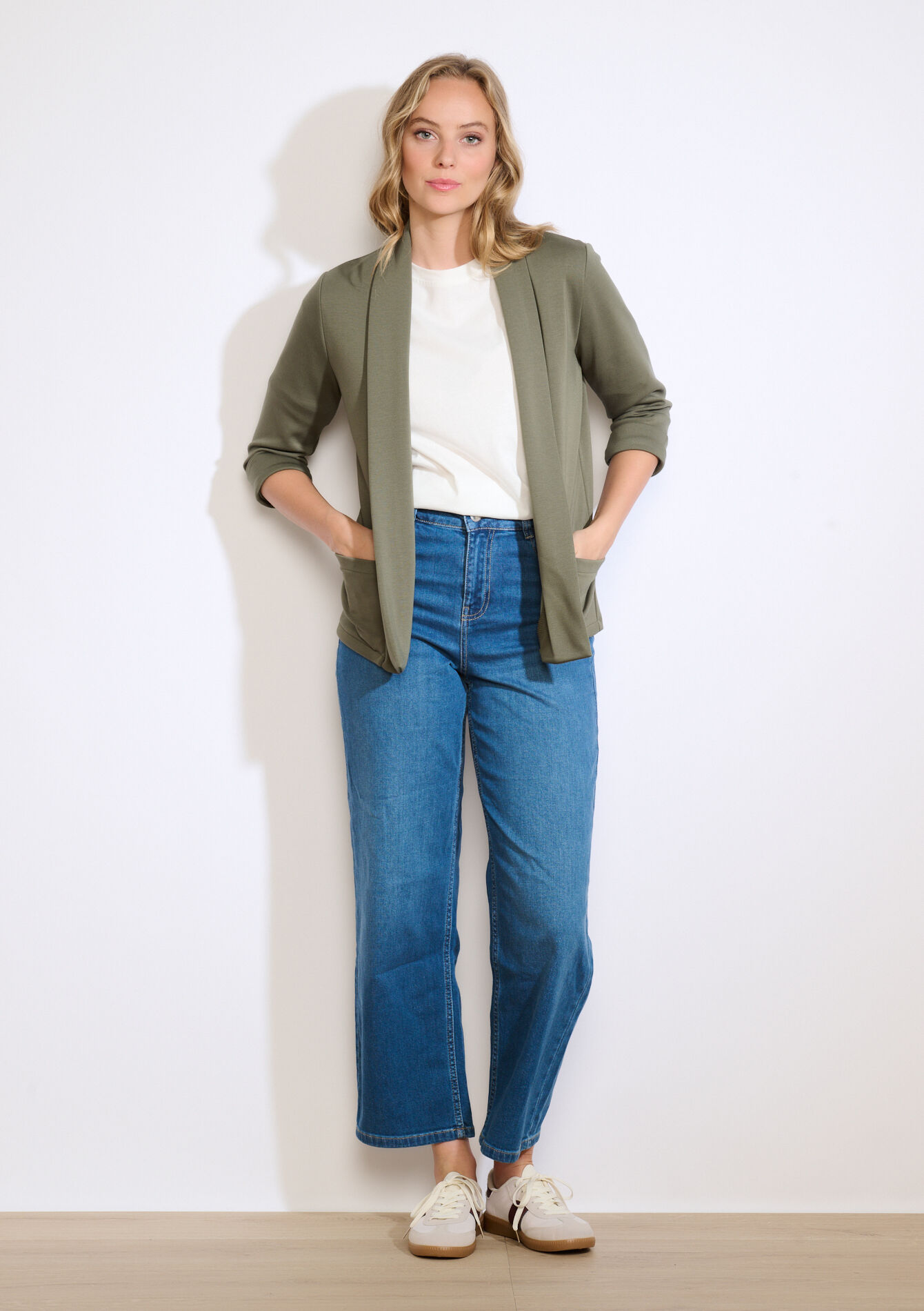 Soepele gestructureerde blazer, Soepele gestructureerde blazer - KHAKI MED - 09101090_4327