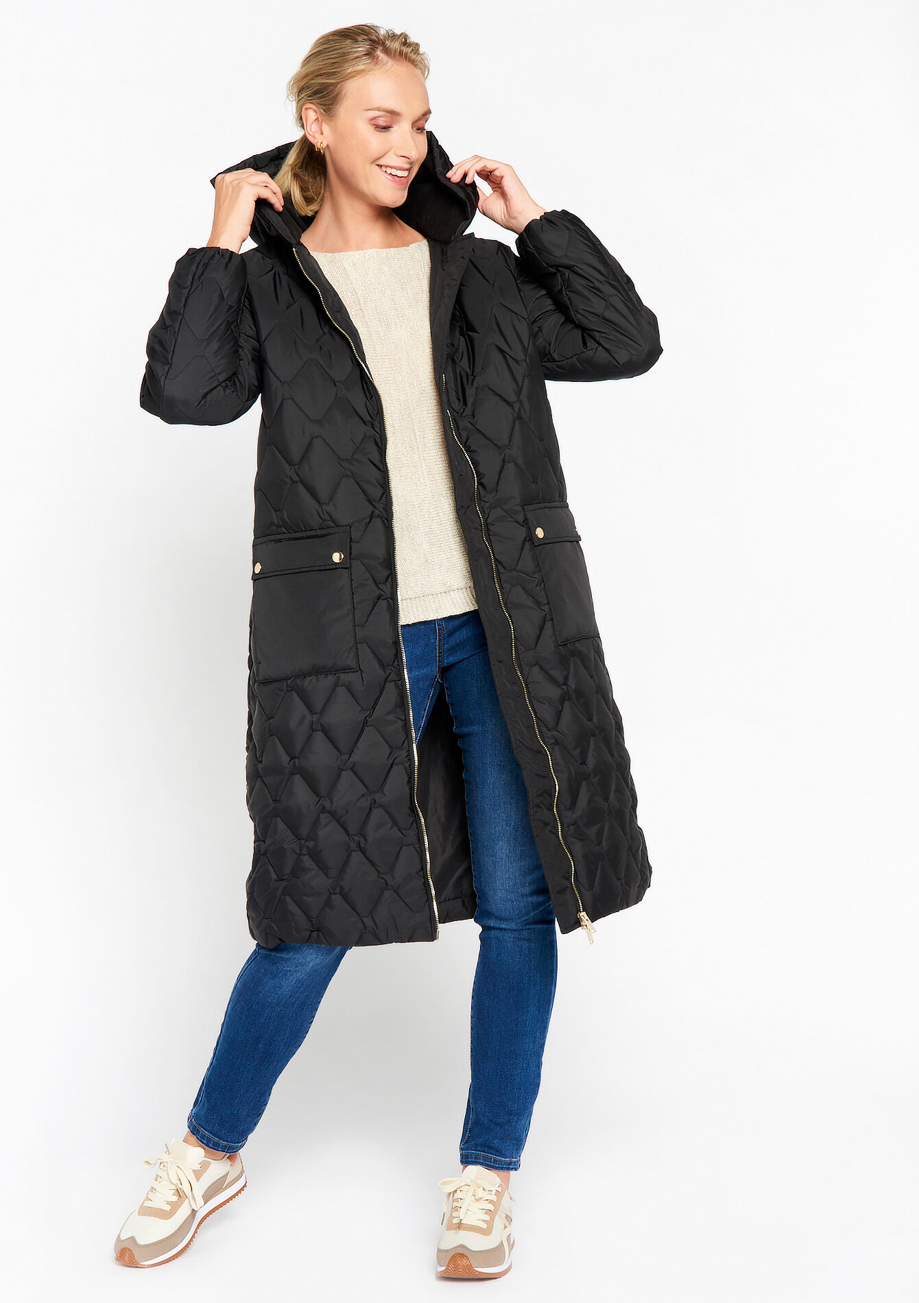 Lange gewatteerde jas - BLACK - 23000593_1119